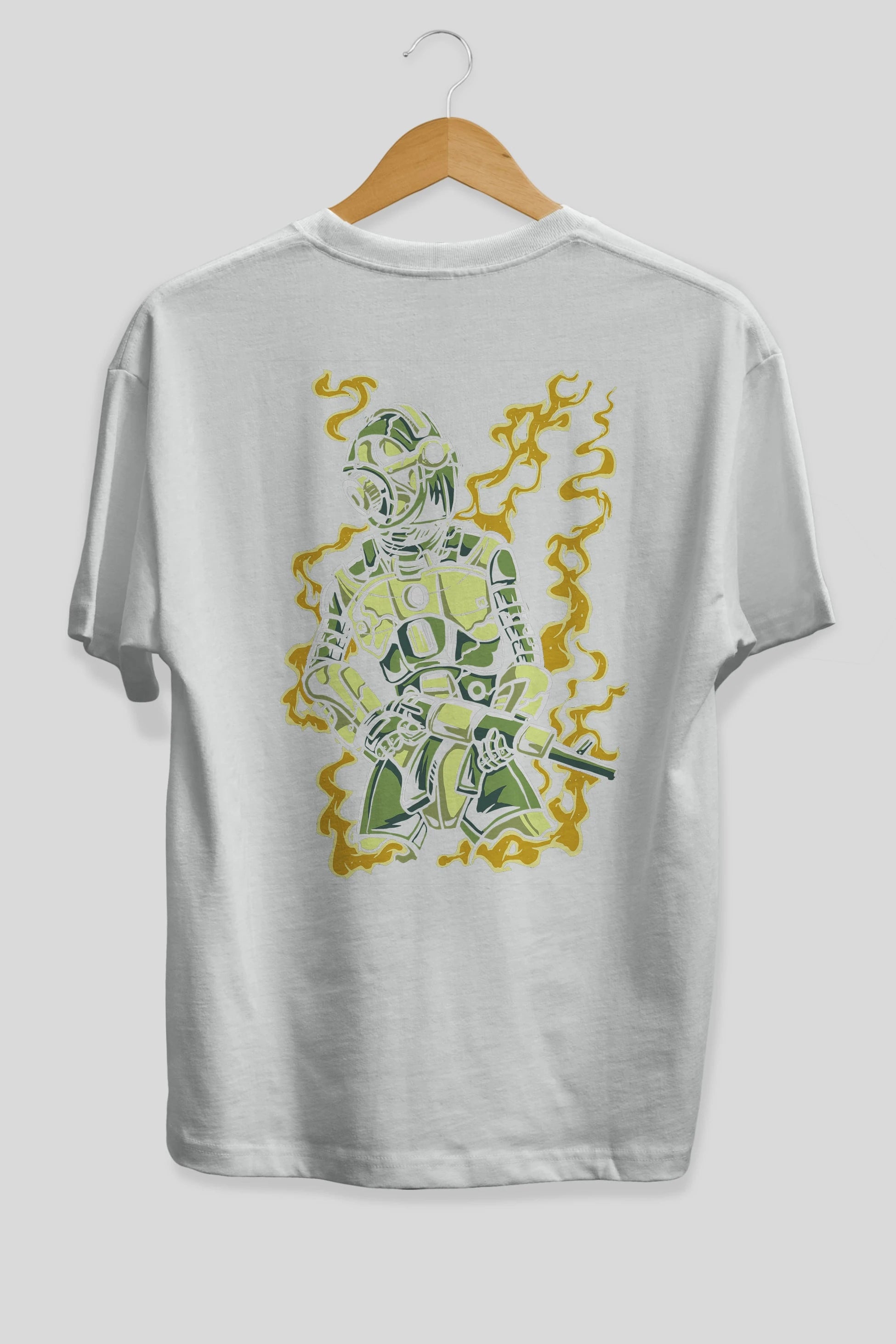 Robot Soldier Arka Baskılı Oversize t-shirt Erkek Kadın Unisex %100 Pamuk