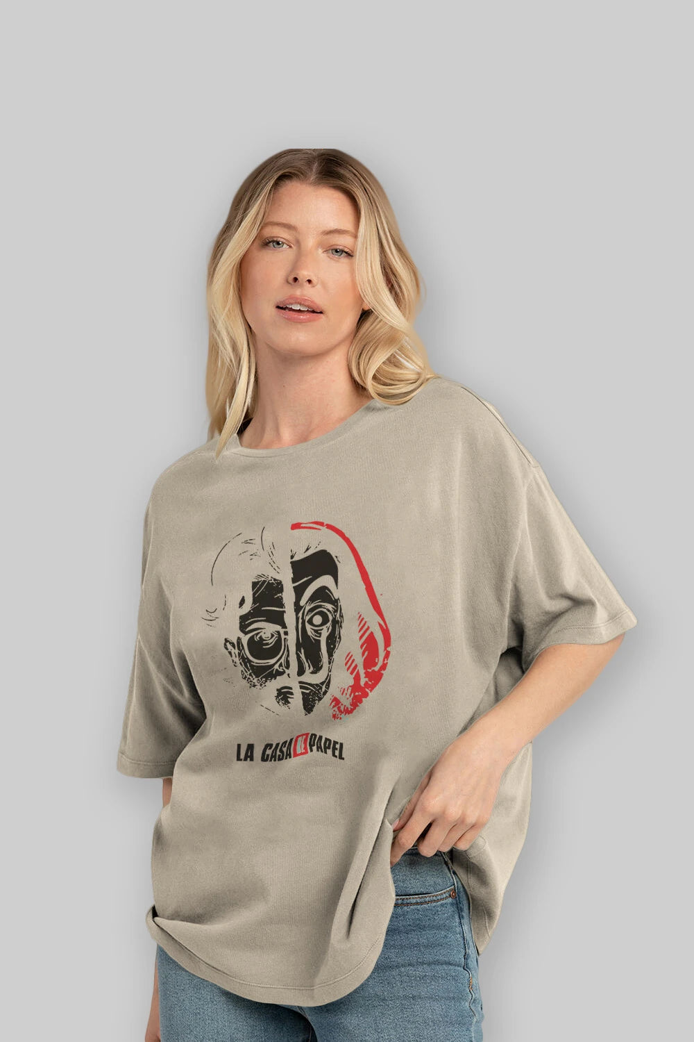 La Casa De Papel (9) Ön Baskılı Oversize t-shirt Erkek Kadın Unisex %100 Pamuk Bisiklet Yaka tişort
