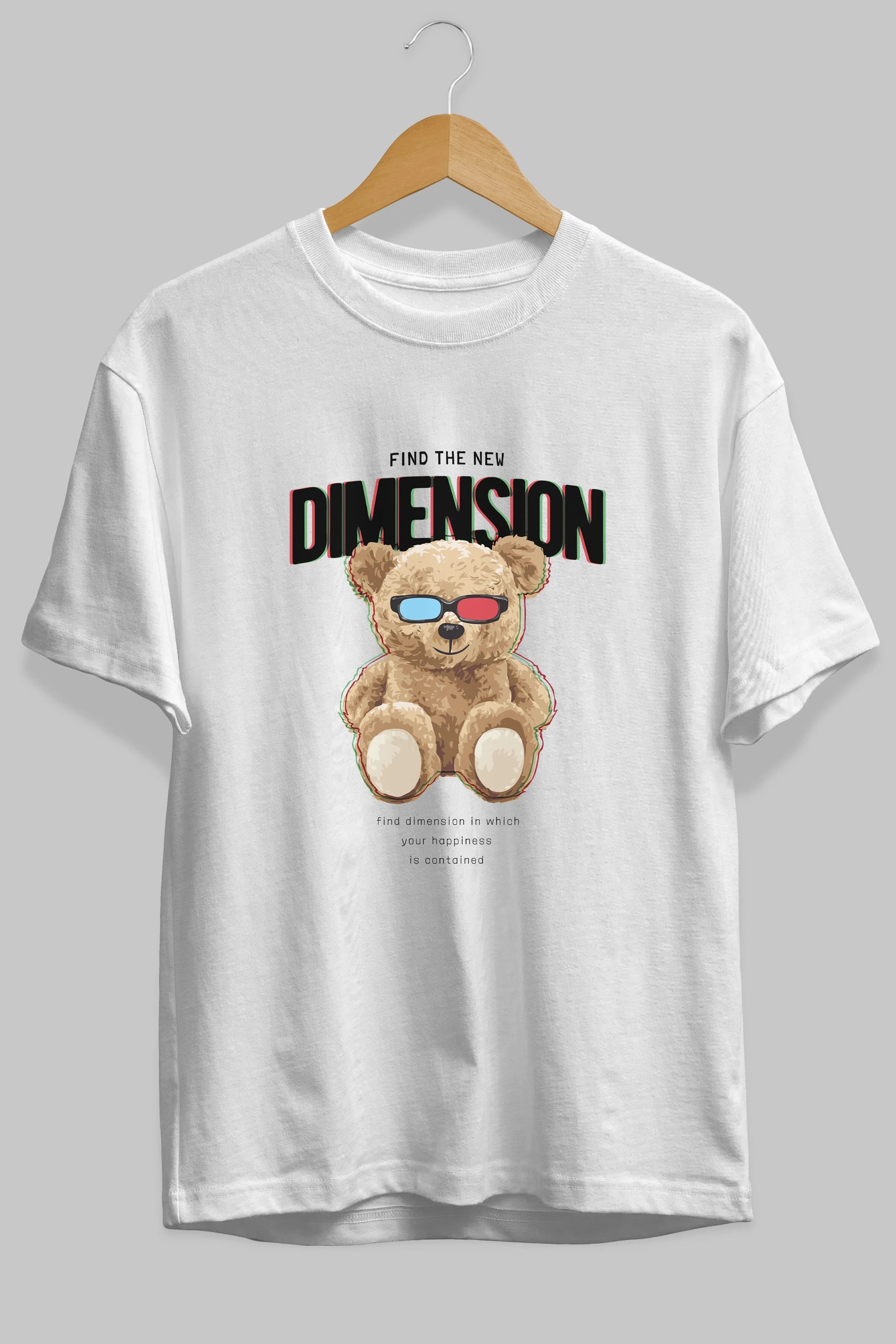 Teddy Bear Dimension Ön Baskılı Oversize t-shirt Erkek Kadın Unisex %100 Pamuk