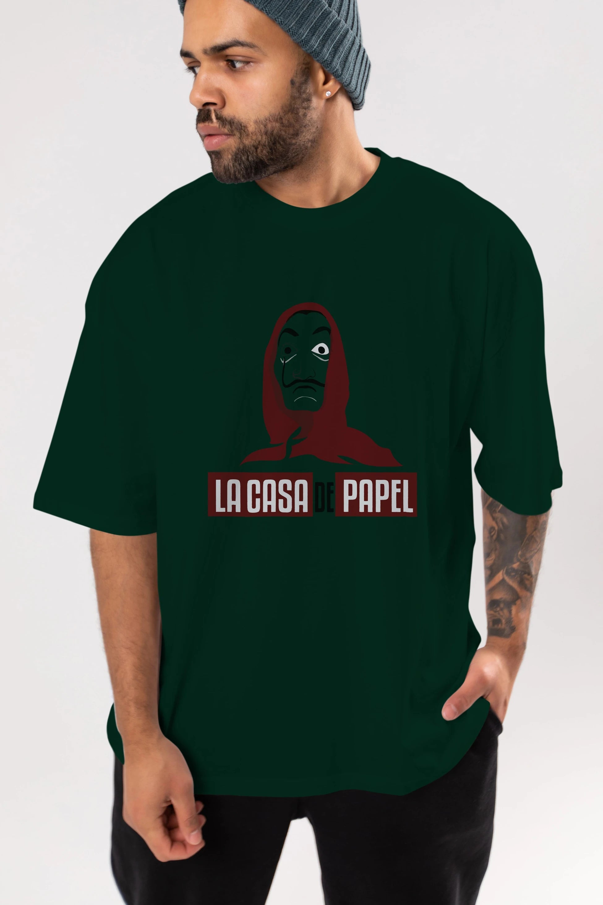 La Casa De Papel (1) Ön Baskılı Oversize t-shirt Erkek Kadın Unisex %100 Pamuk Bisiklet Yaka tişort