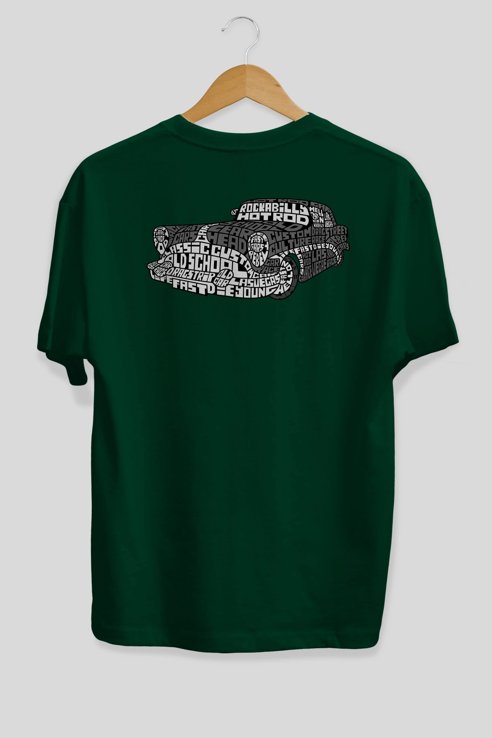 Hotrod Arka Baskılı Oversize t-shirt %100 pamuk Erkek Kadın Unisex