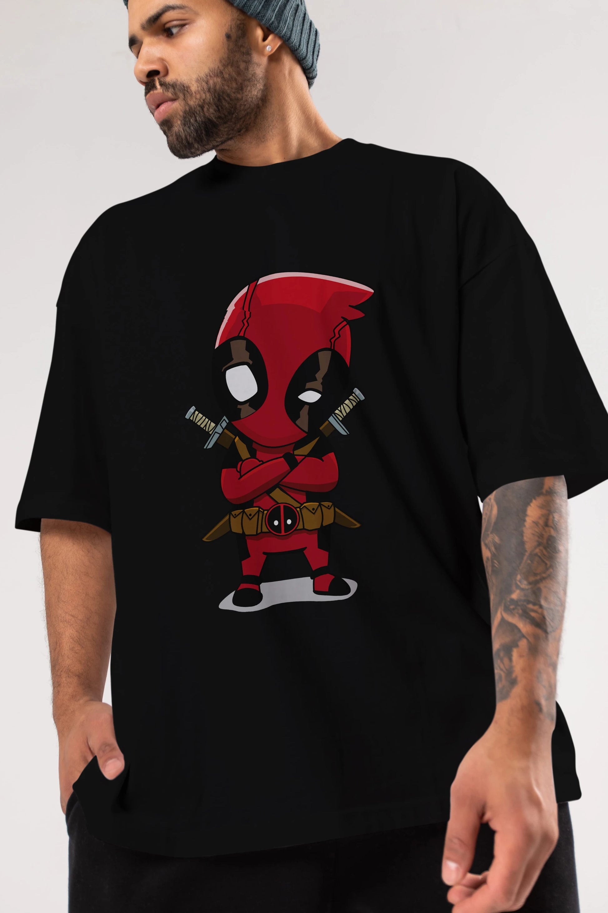 Deadpool (19) Ön Baskılı Oversize t-shirt Erkek Kadın Unisex %100 Pamuk Bisiklet Yaka tişort