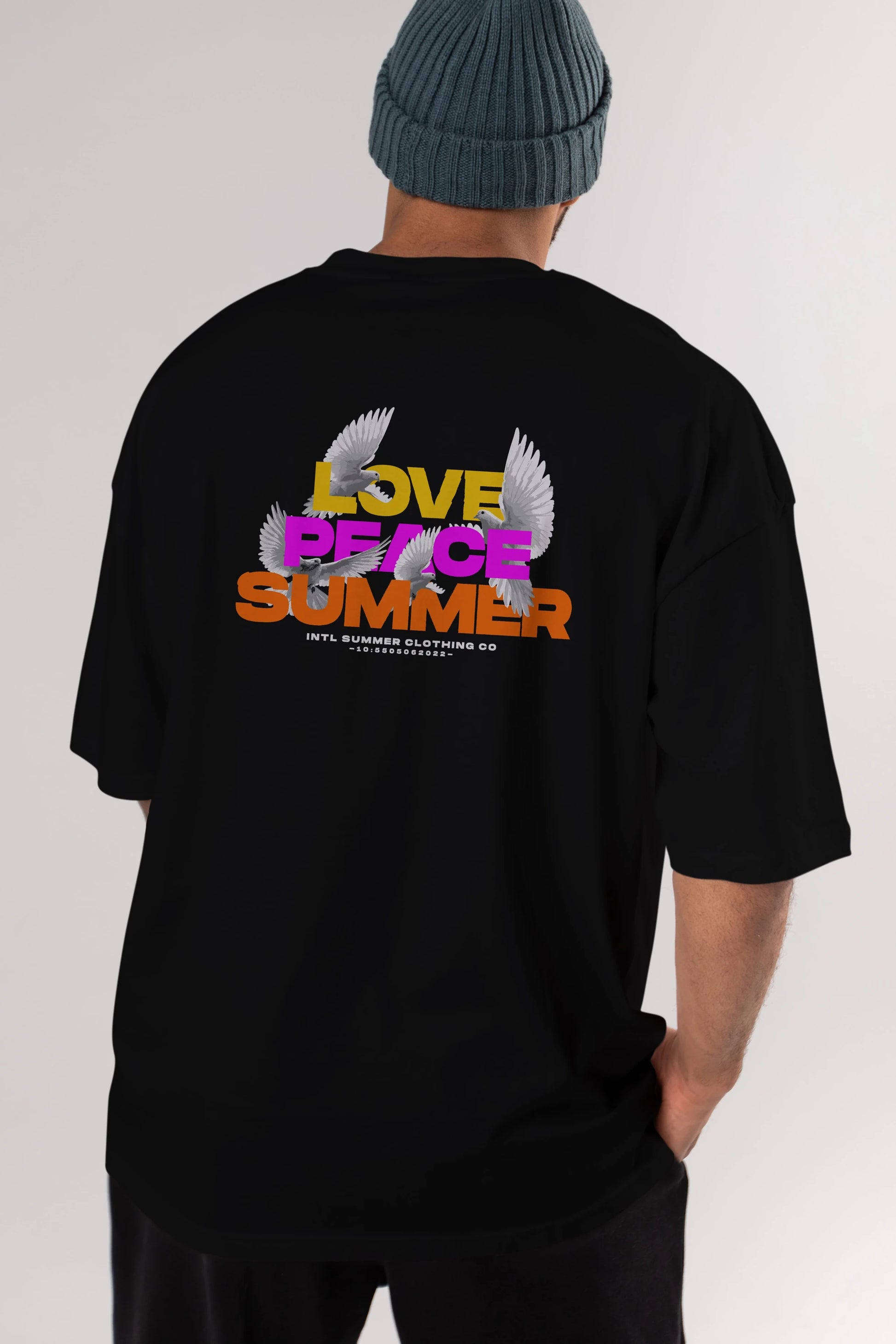 Love Peace Summer Arka Baskılı Oversize t-shirt Erkek Kadın Unisex