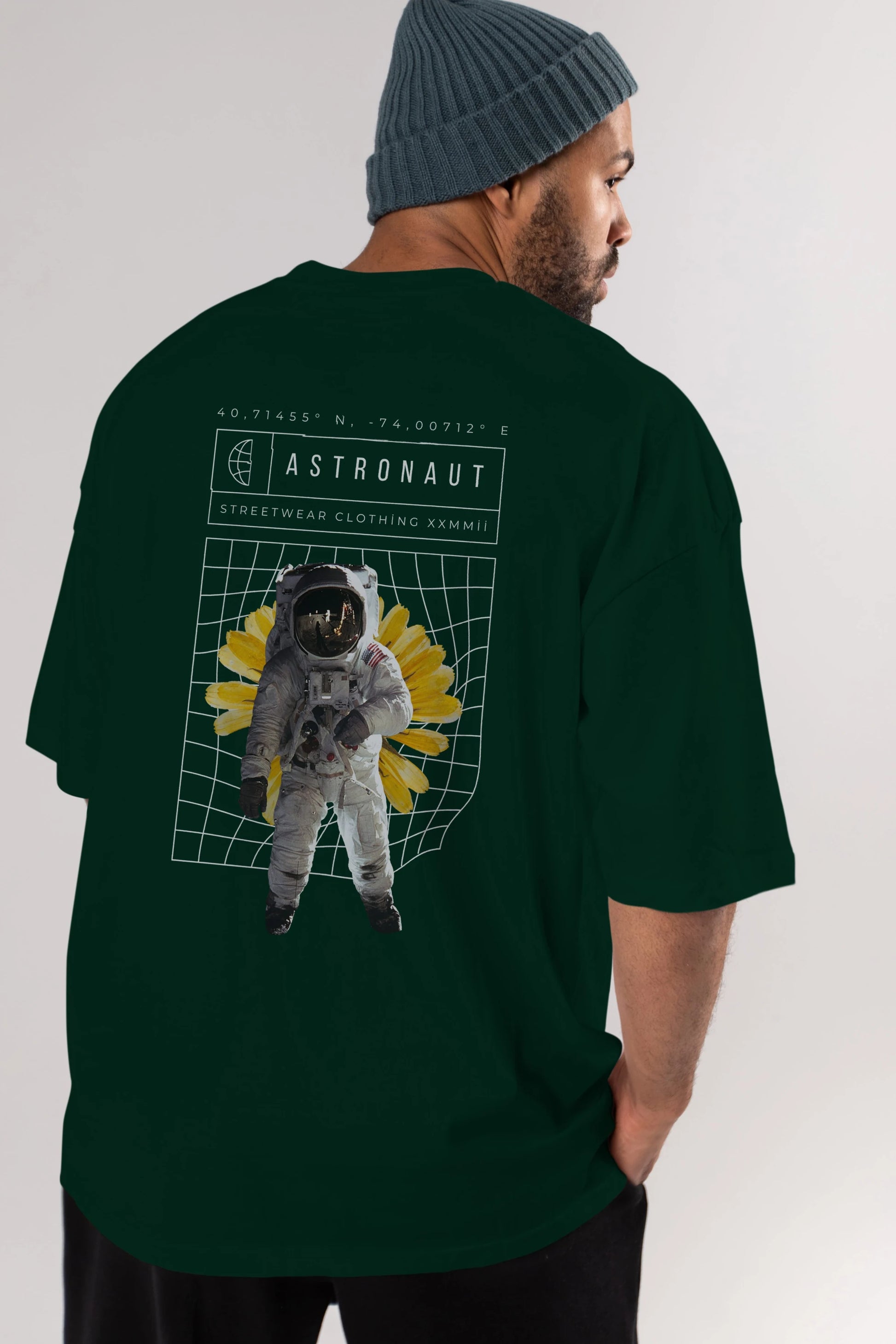 Astronaut Streetwear Arka Baskılı Oversize t-shirt Erkek Kadın Unisex
