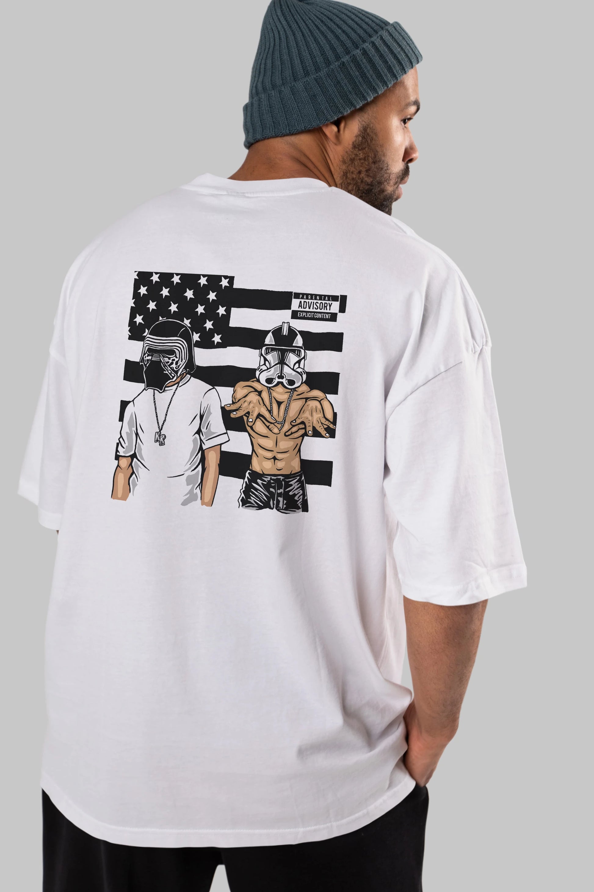 Darkonia Arka Baskılı Oversize t-shirt Erkek Kadın Unisex %100 Pamuk