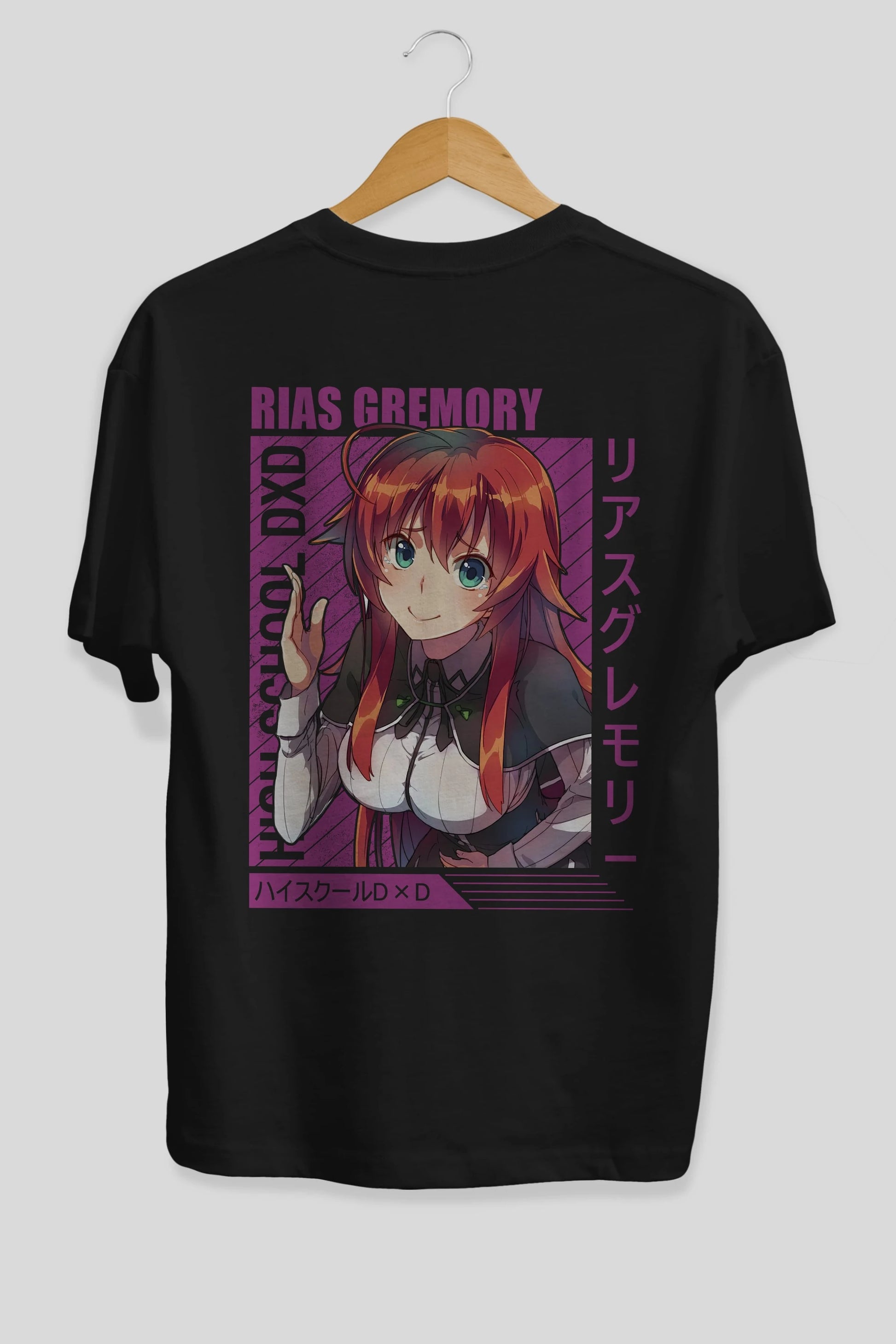 Rias Gremory 10 Anime Arka Baskılı Oversize t-shirt Erkek Kadın Unisex