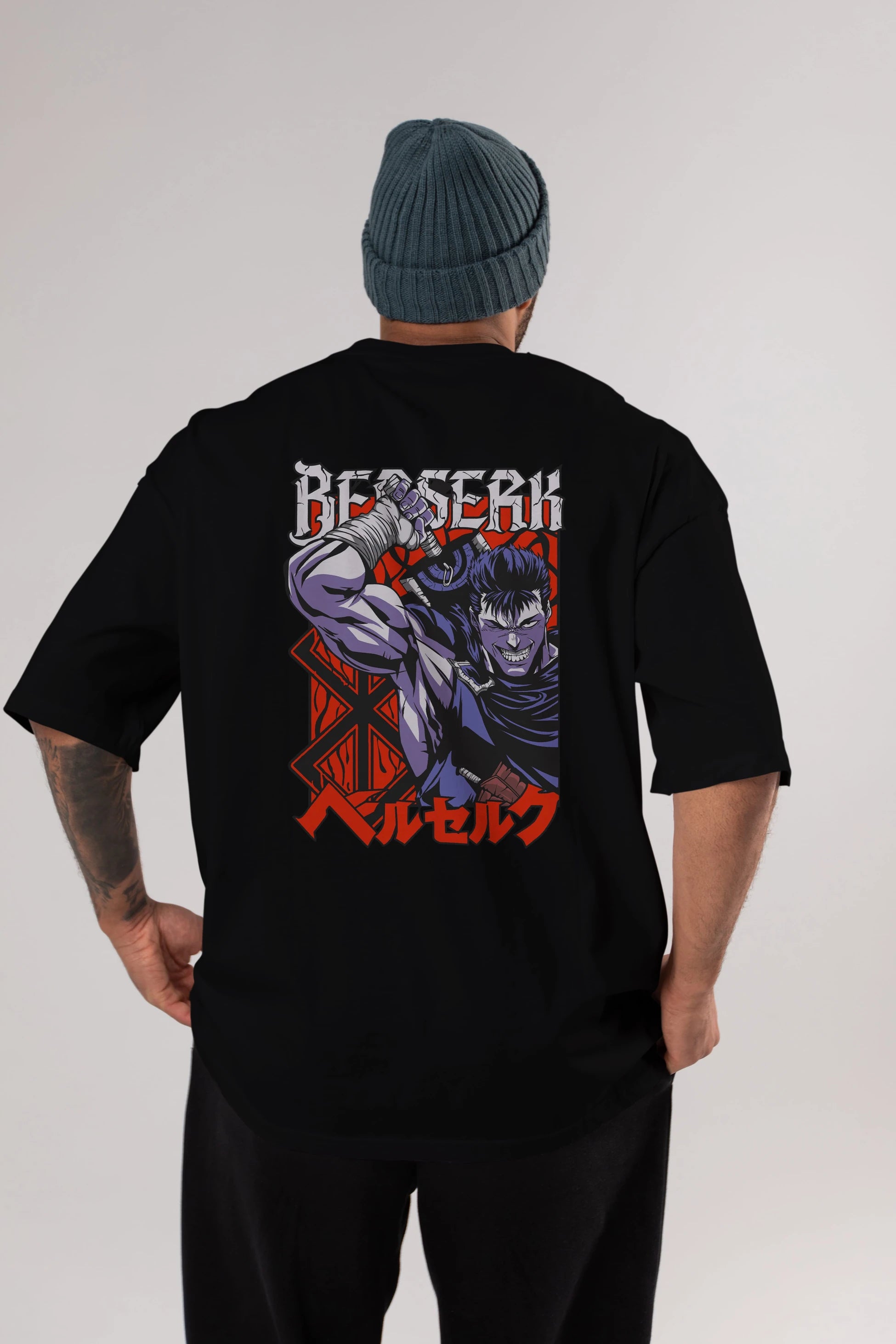GUTS berserk Anime Arka Baskılı Oversize t-shirt Erkek Kadın Unisex