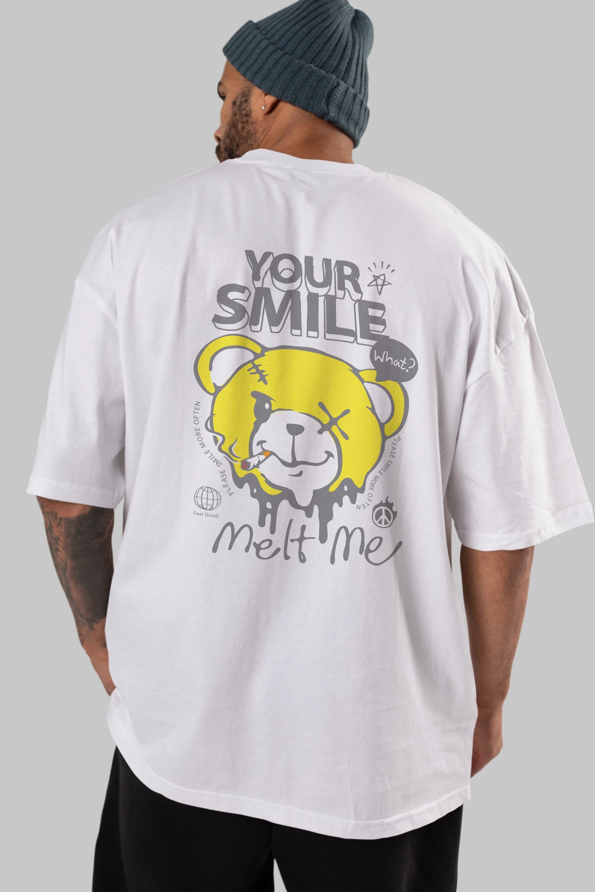 Your Smile Bear Arka Baskılı Oversize t-shirt Erkek Kadın Unisex