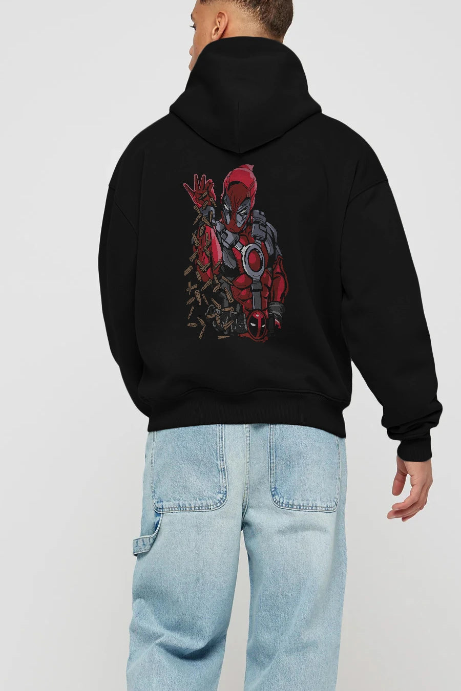 Deadpool (2) Arka Baskılı Hoodie Oversize Kapüşonlu Sweatshirt Erkek Kadın Unisex