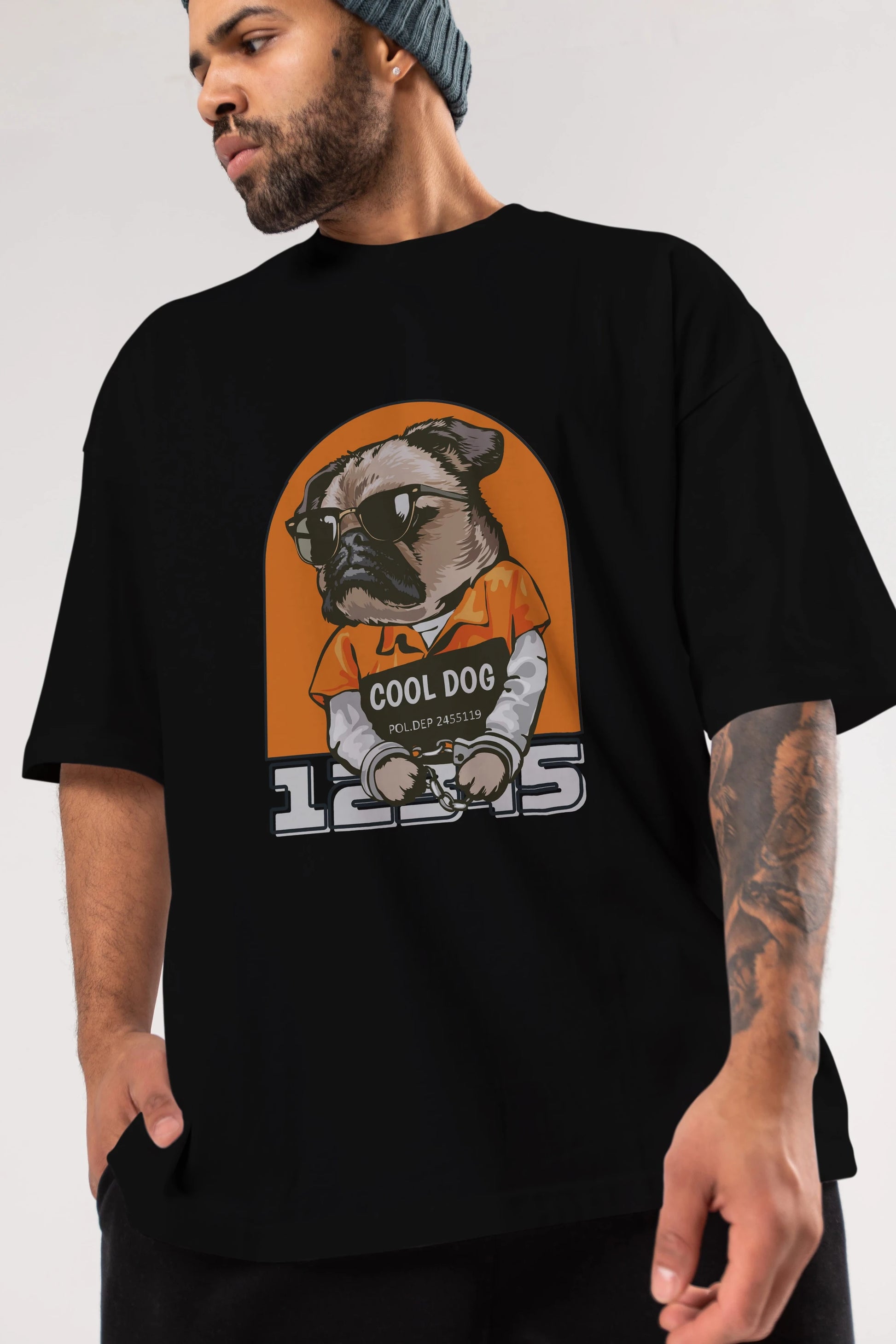Cool Dog Ön Baskılı Oversize t-shirt Erkek Kadın Unisex