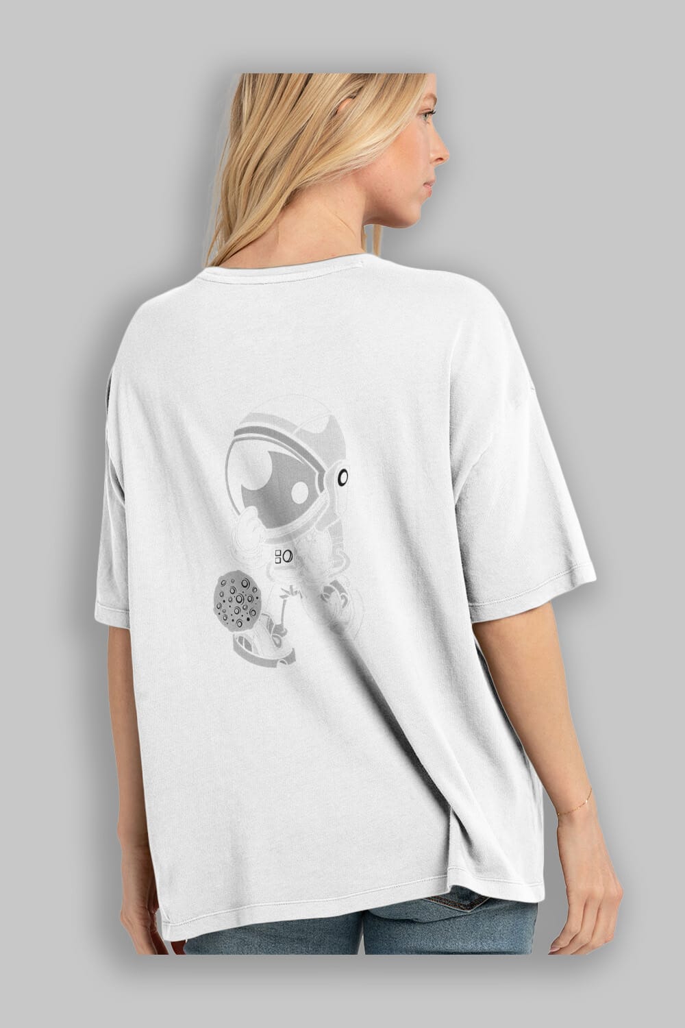 Street Astronaut Arka Baskılı Oversize t-shirt Erkek Kadın Unisex %100 Pamuk tişort