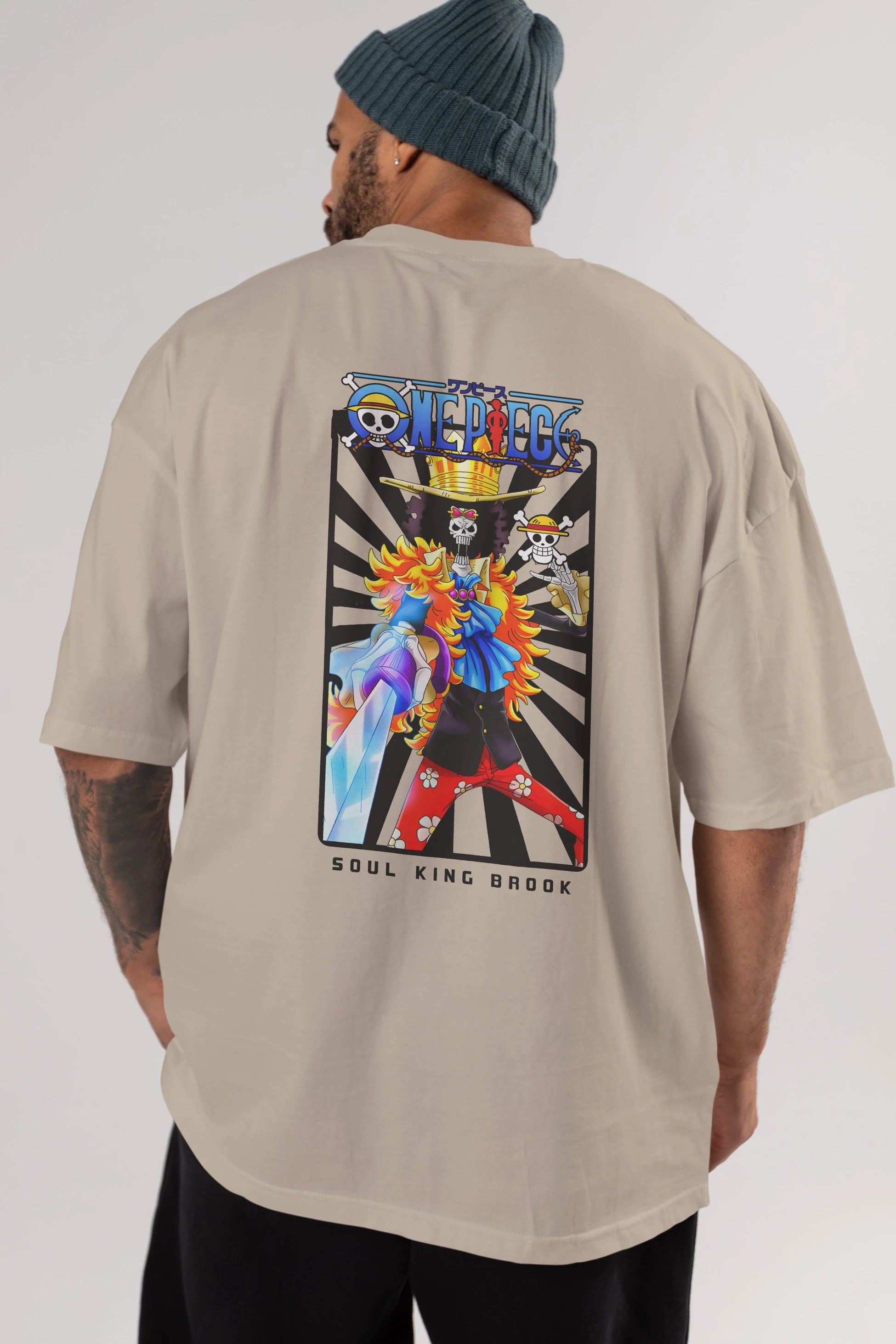 Brook Anime Arka Baskılı Oversize t-shirt Erkek Kadın Unisex %100 pamuk tişort