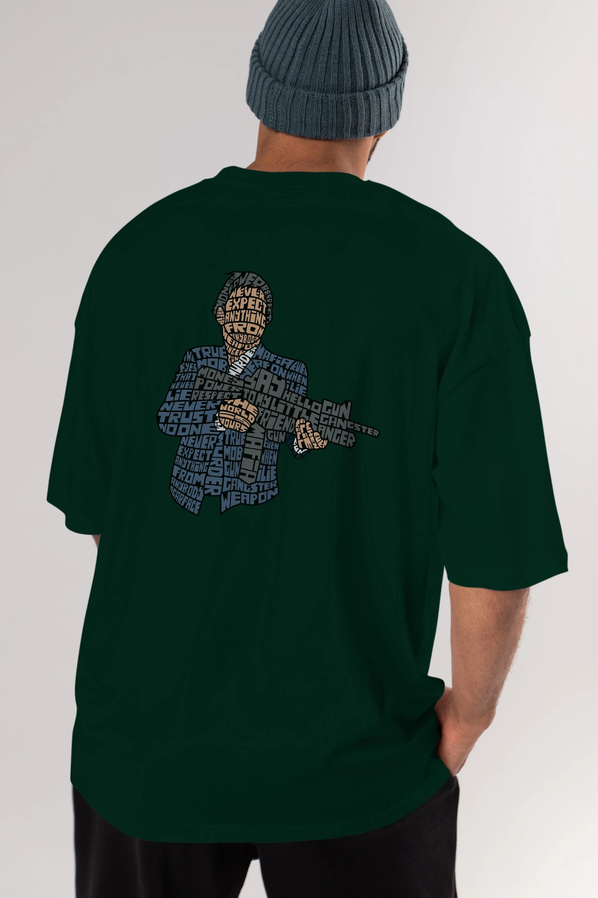 Mafia Arka Baskılı Oversize t-shirt %100 pamuk Erkek Kadın Unisex