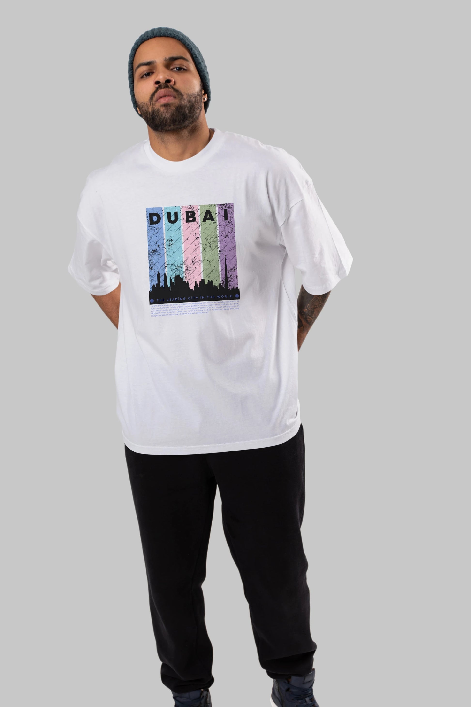 Dubai Yazılı Ön Baskılı Oversize t-shirt Erkek Kadın Unisex