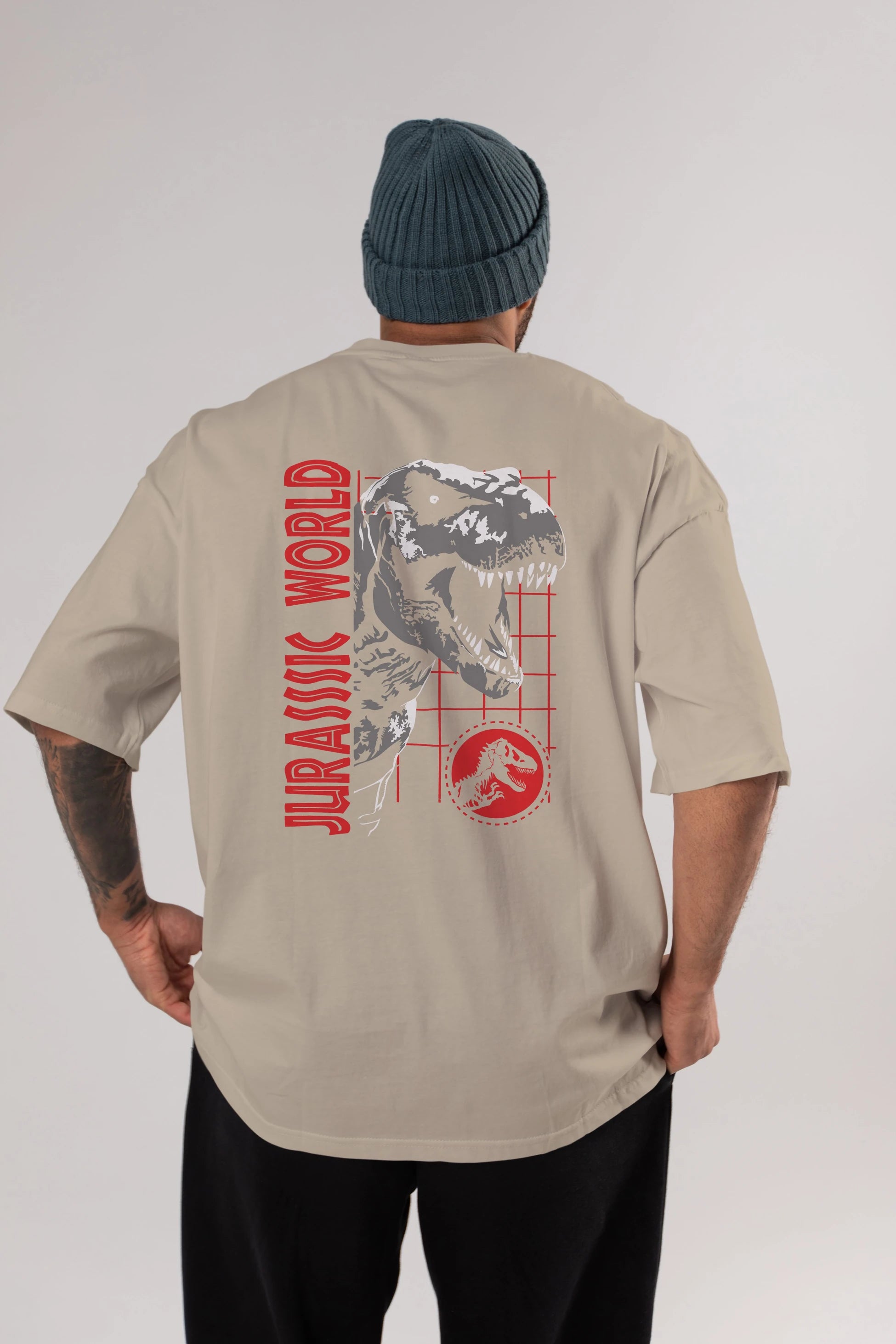 Jurassic Park (2) Arka Baskılı Oversize t-shirt Erkek Kadın Unisex %100 Pamuk Bisiklet Yaka tişort