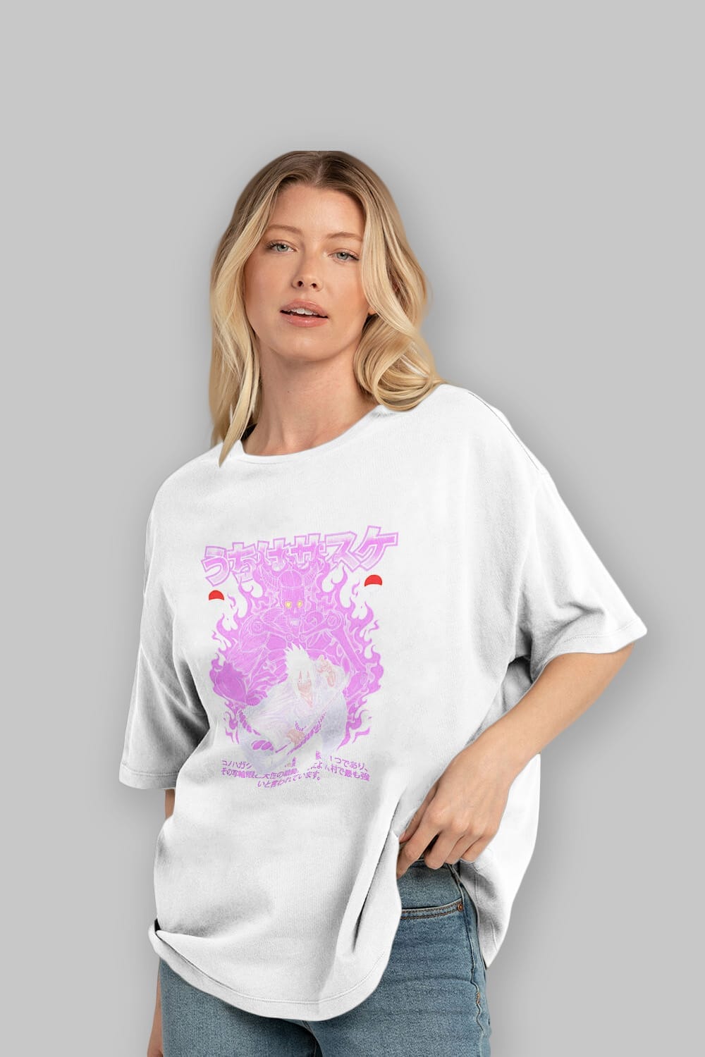 SASUKE UCHIHA NARUTO Anime Ön Baskılı Oversize t-shirt %100 pamuk Erkek Kadın Unisex