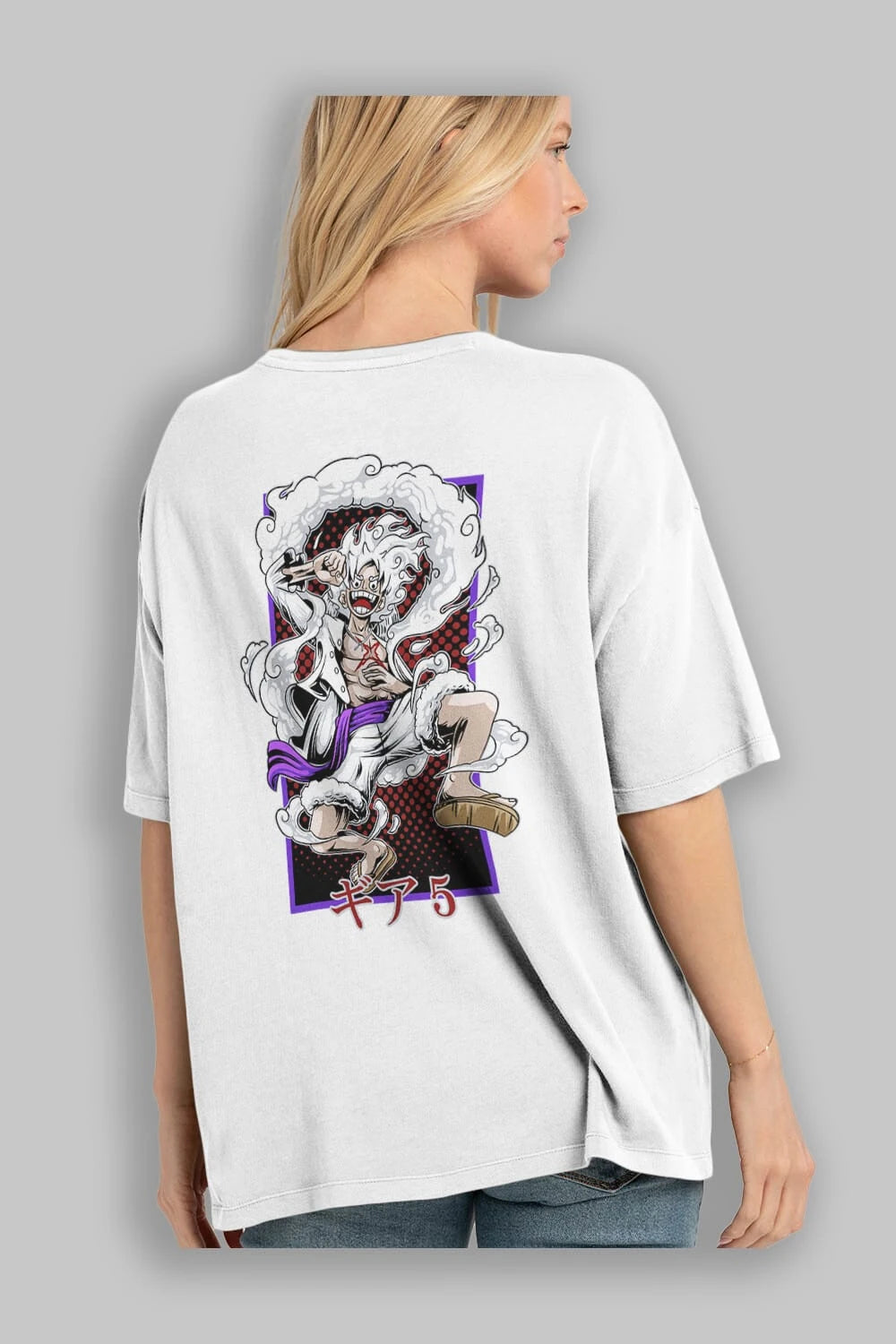 MONKEY D. LUFFY GEAR5 Anime Arka Baskılı Oversize t-shirt Erkek Kadın Unisex