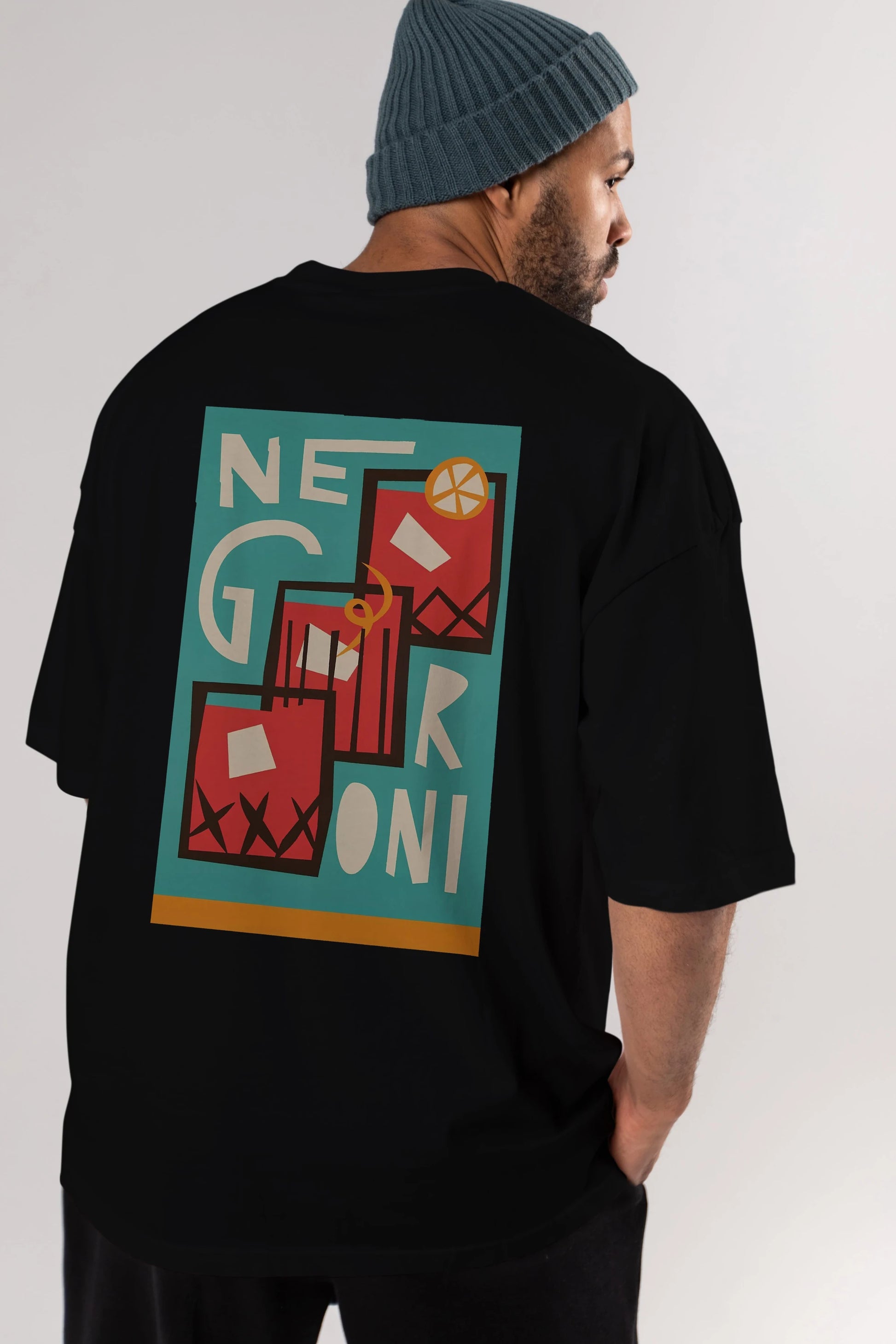 Negroni 3 Arka Baskılı Oversize t-shirt Erkek Kadın Unisex %100 Pamuk Bisiklet Yaka tişort