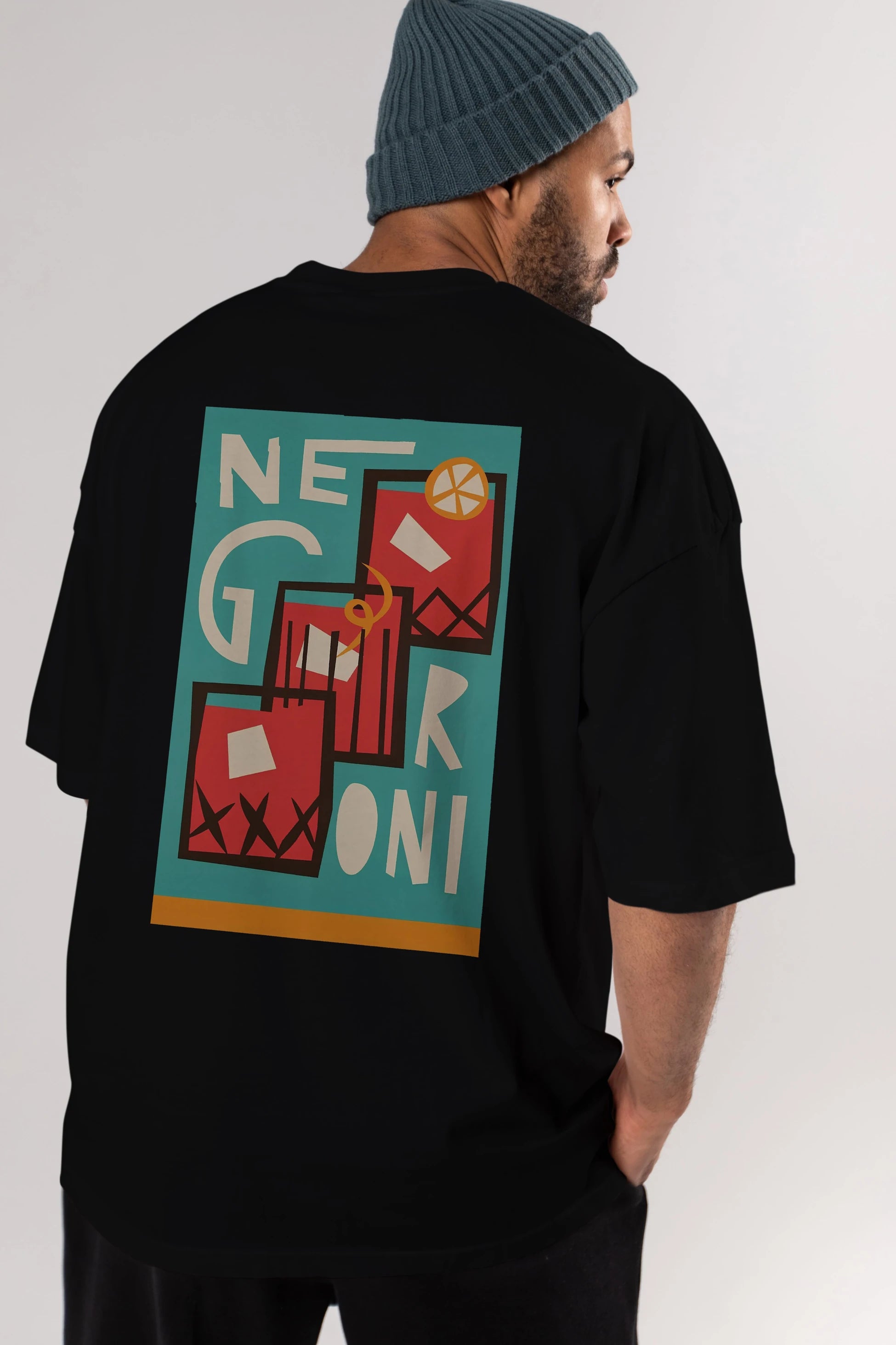 Negroni 3 Arka Baskılı Oversize t-shirt Erkek Kadın Unisex %100 Pamuk Bisiklet Yaka tişort