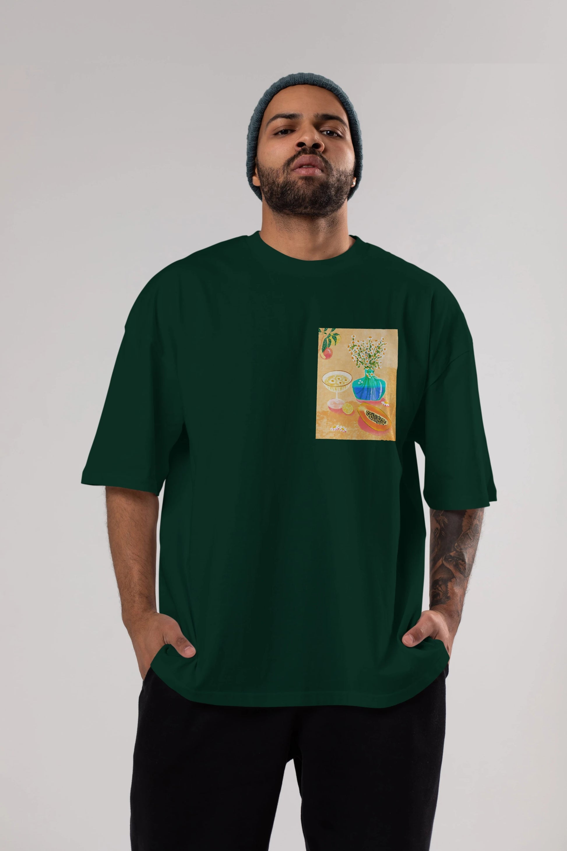Cheers 2 Ön Sol Baskılı Oversize t-shirt Erkek Kadın Unisex %100 Pamuk Bisiklet Yaka tişort