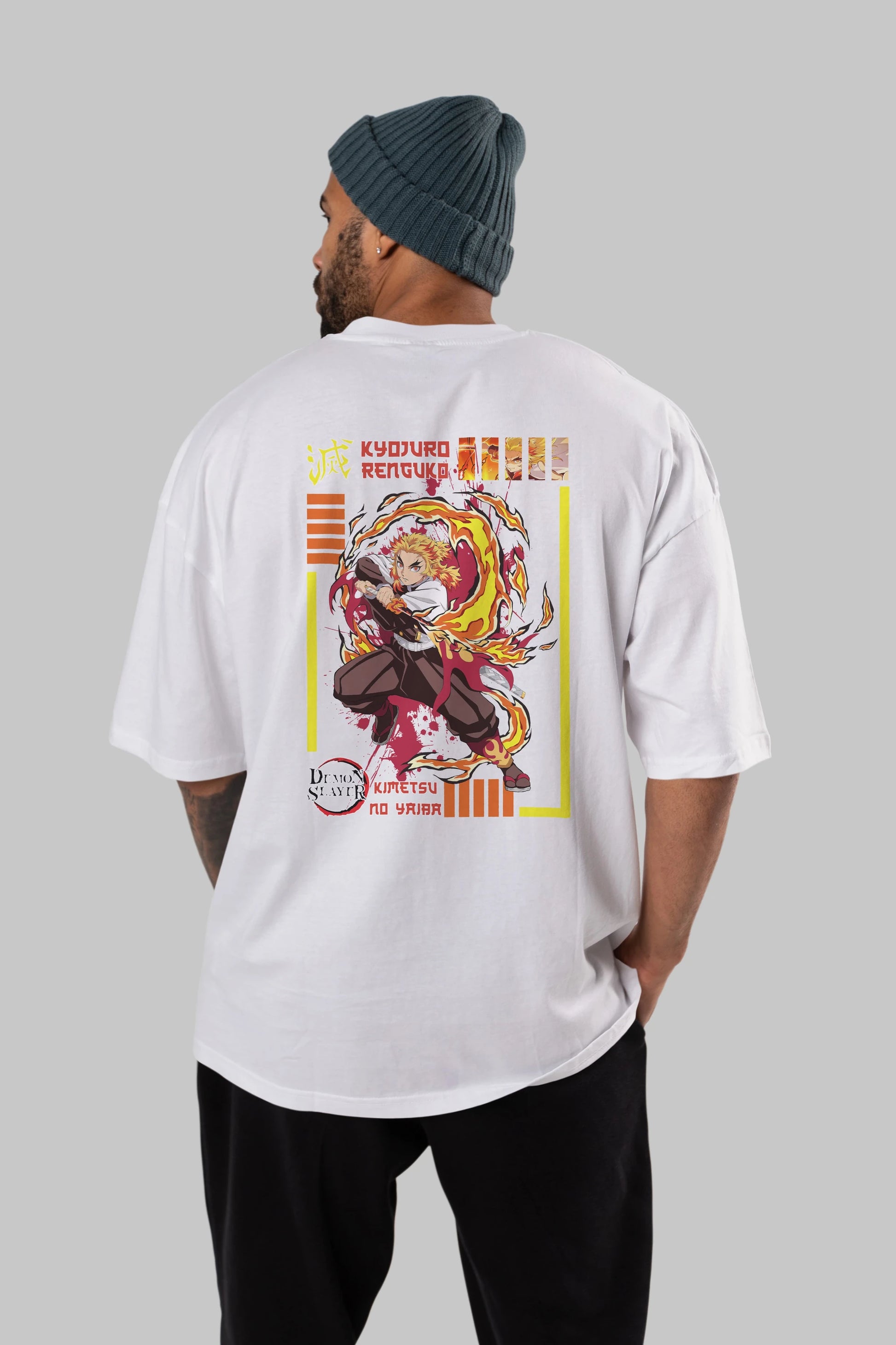 KYOJURO RENGOKU Anime Arka Baskılı Oversize t-shirt Erkek Kadın Unisex