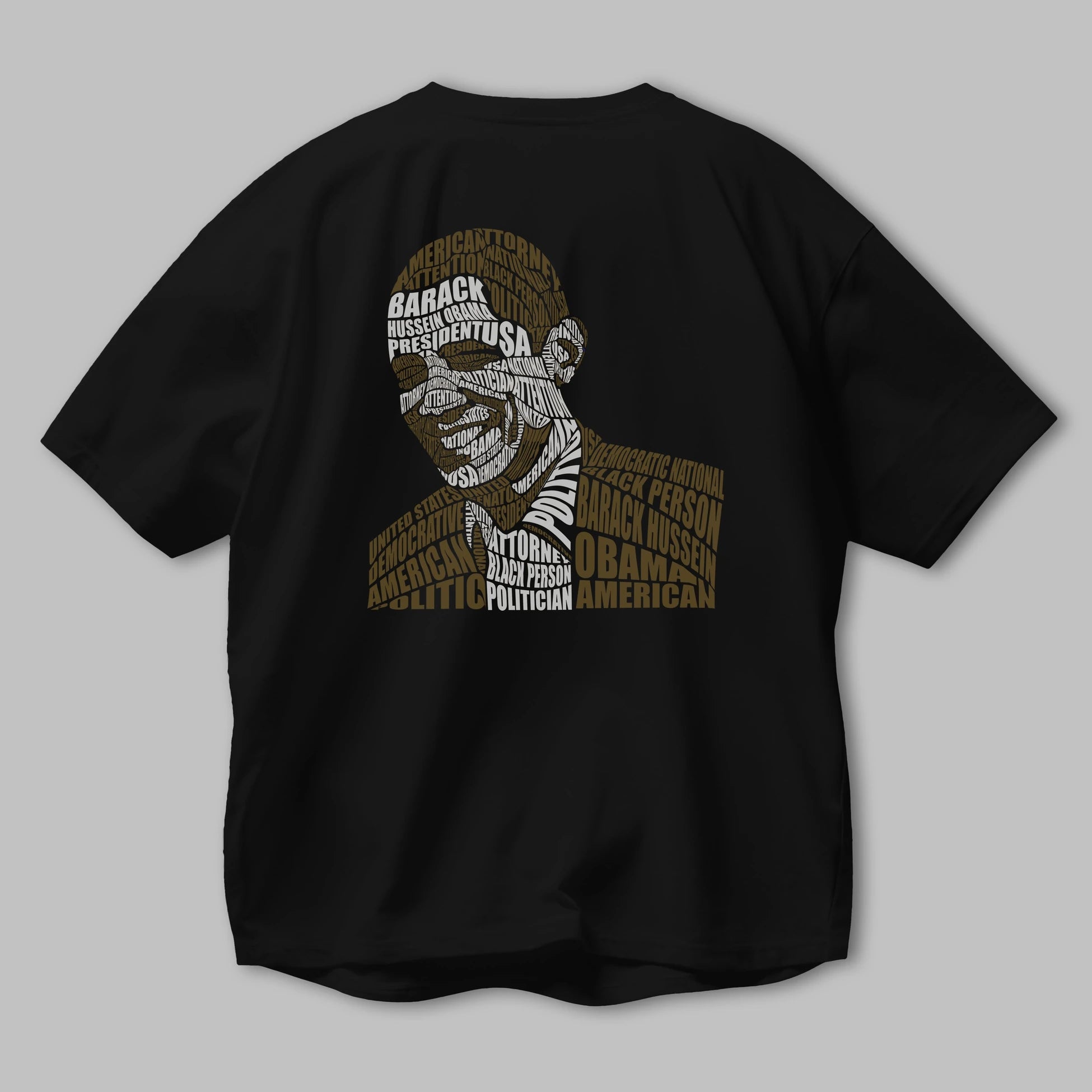 Obama Calligram Arka Baskılı Oversize t-shirt %100 pamuk Erkek Kadın Unisex