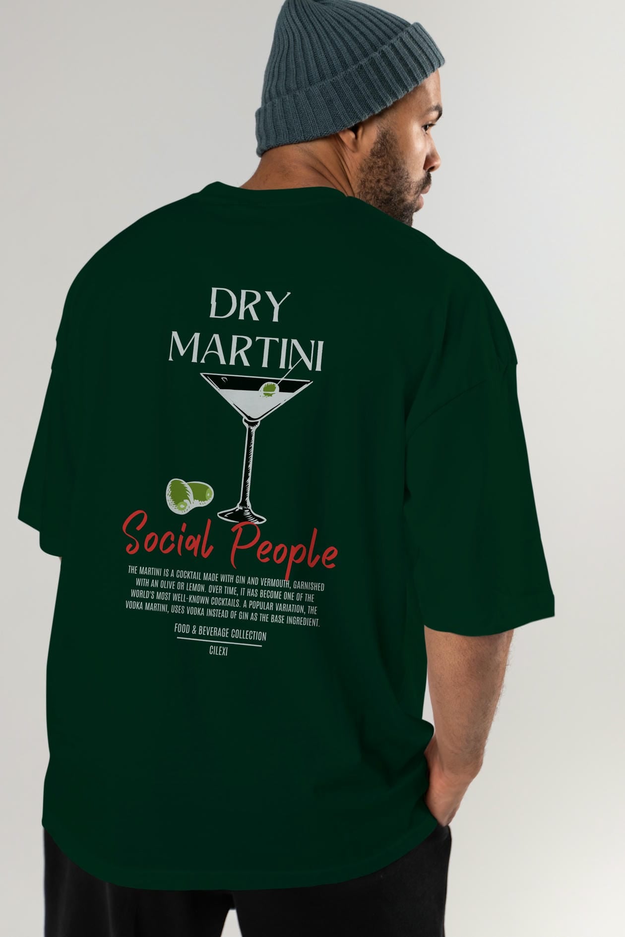 Dry Martını Kokteyl Serisi Baskılı Oversize t-shirt Erkek Kadın Unisex %100 Pamuk Bisiklet Yaka tişort