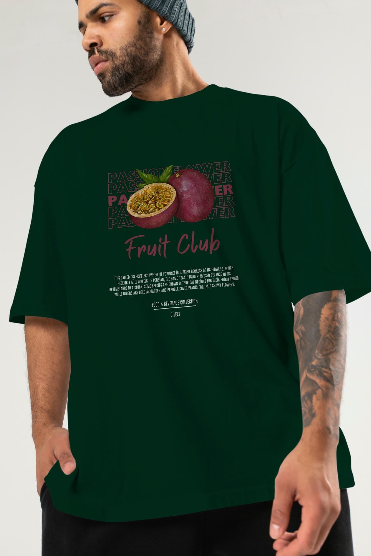 Passionflower Ön Baskılı Oversize t-shirt Erkek Kadın Pamuk Bisiklet Yaka tişort