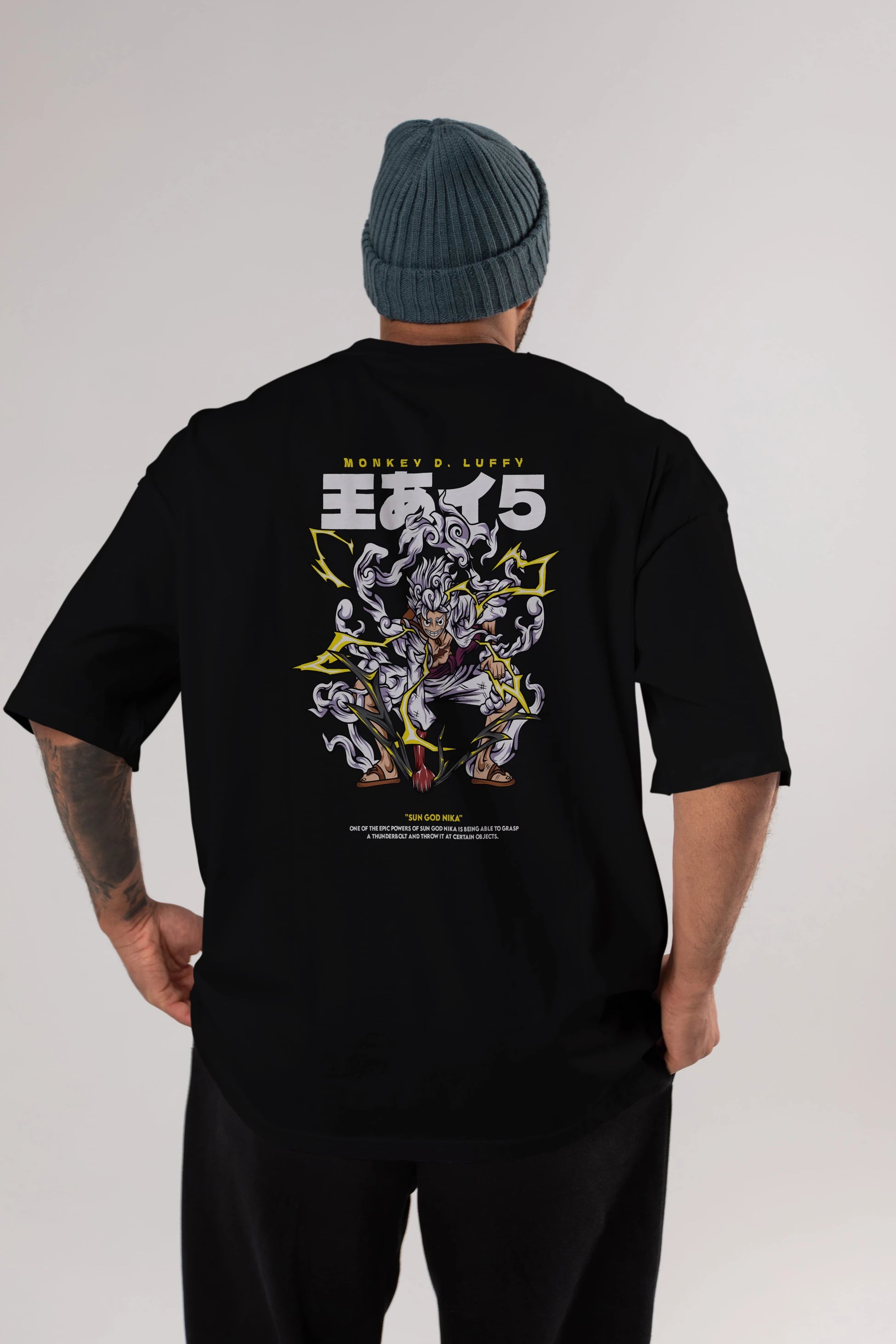 Monkey D. Luffy GEAR5 1 Anime Arka Baskılı Oversize t-shirt Erkek Kadın Unisex