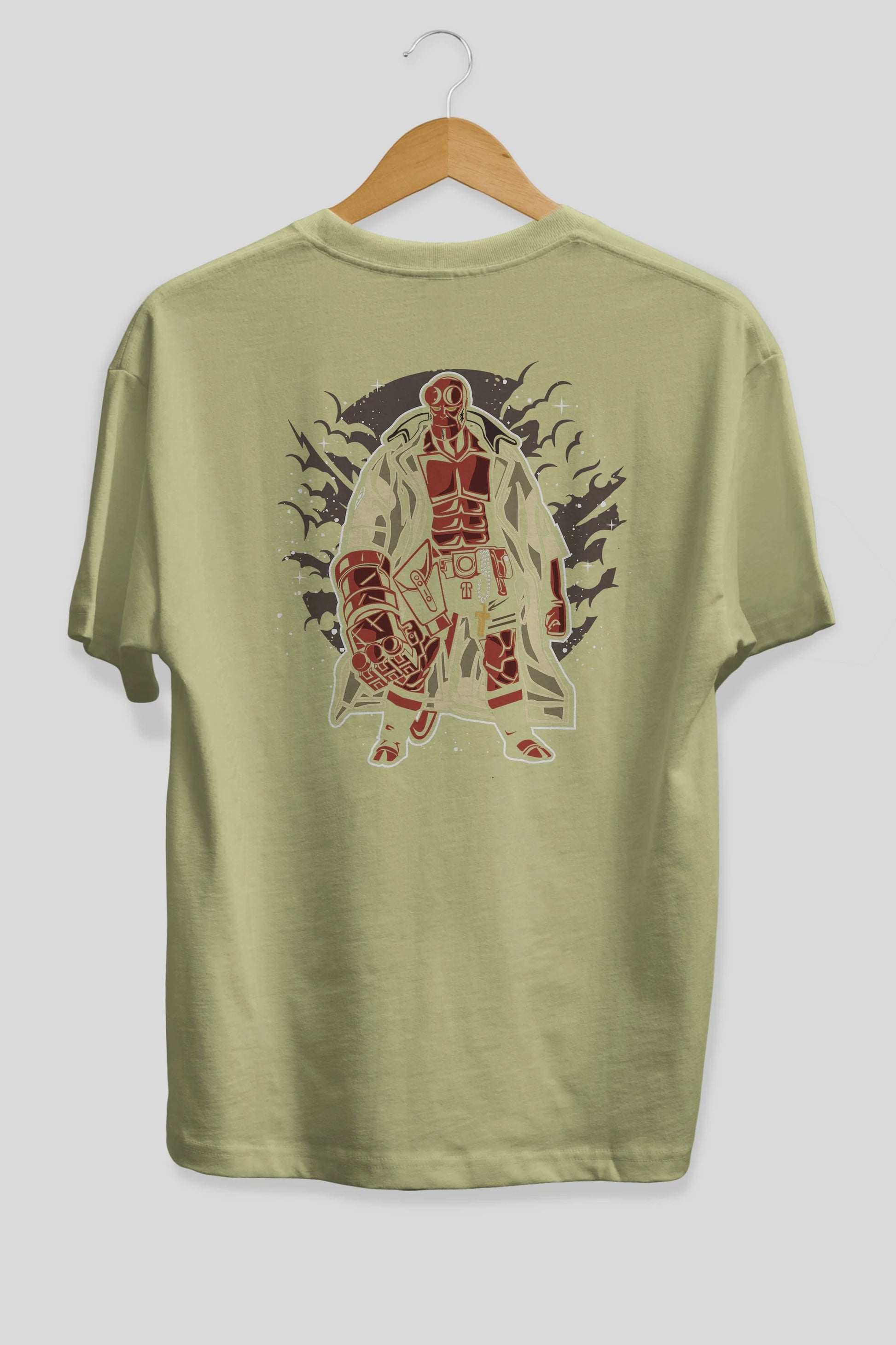 Hellboy Arka Baskılı Oversize t-shirt Erkek Kadın Unisex %100 Pamuk