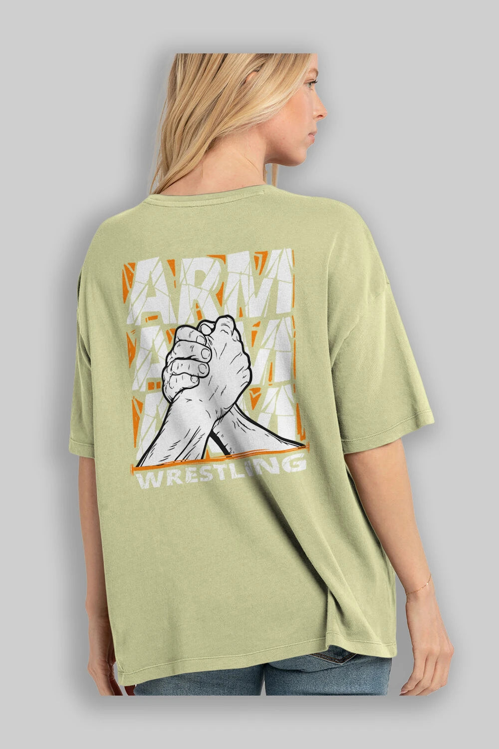 Arm Wrestling Arka Baskılı Oversize t-shirt Erkek Kadın Unisex
