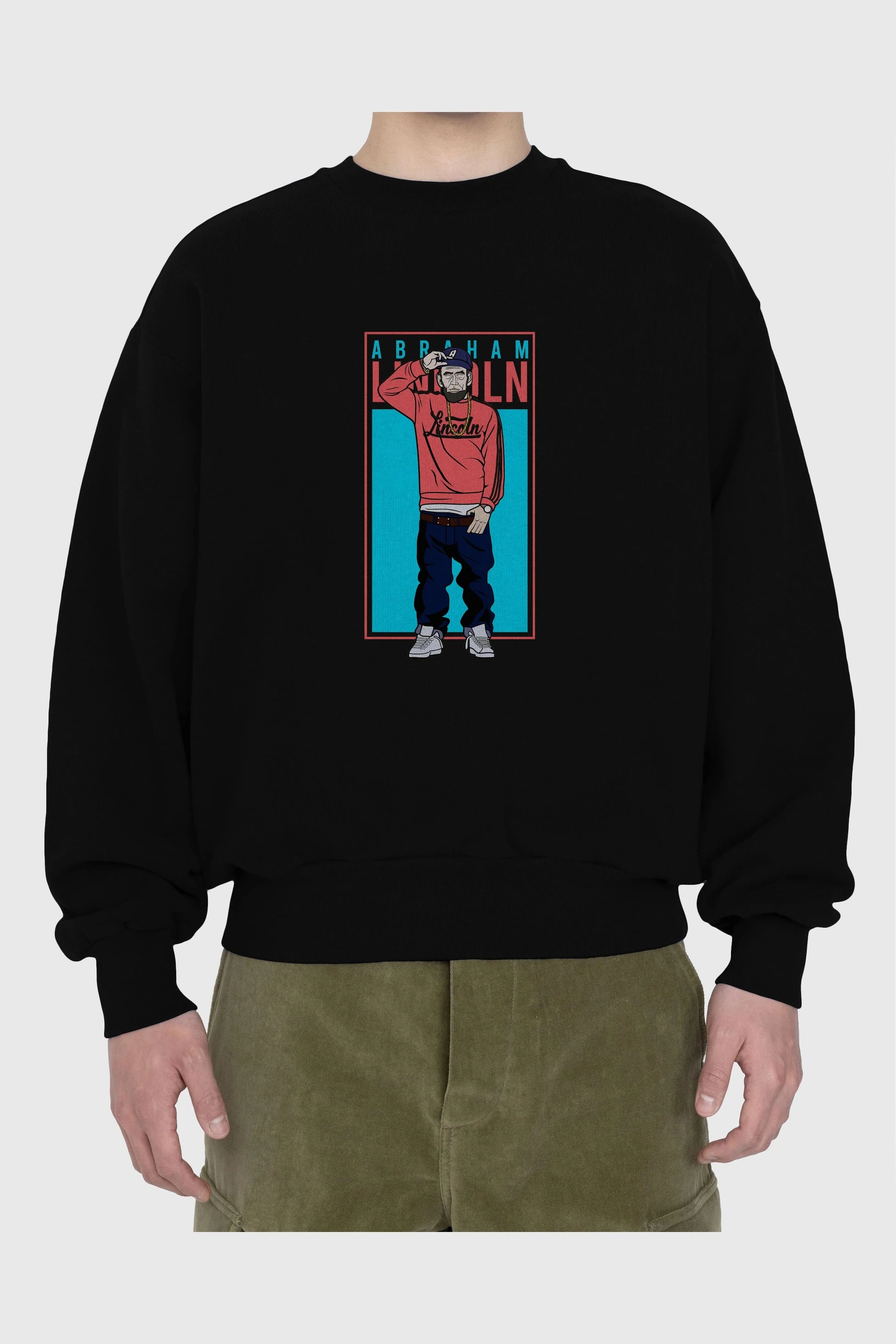 Abraham Lincoln Ön Baskılı Oversize Sweatshirt Erkek Kadın Unisex