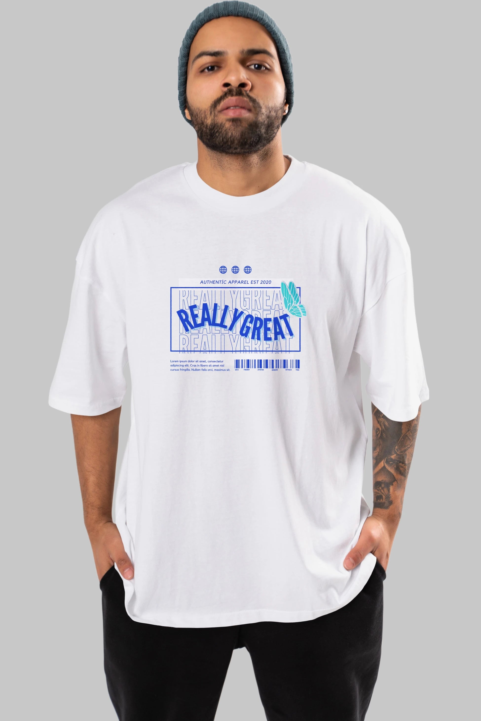 Really Great Yazılı Ön Baskılı Oversize t-shirt Erkek Kadın Unisex