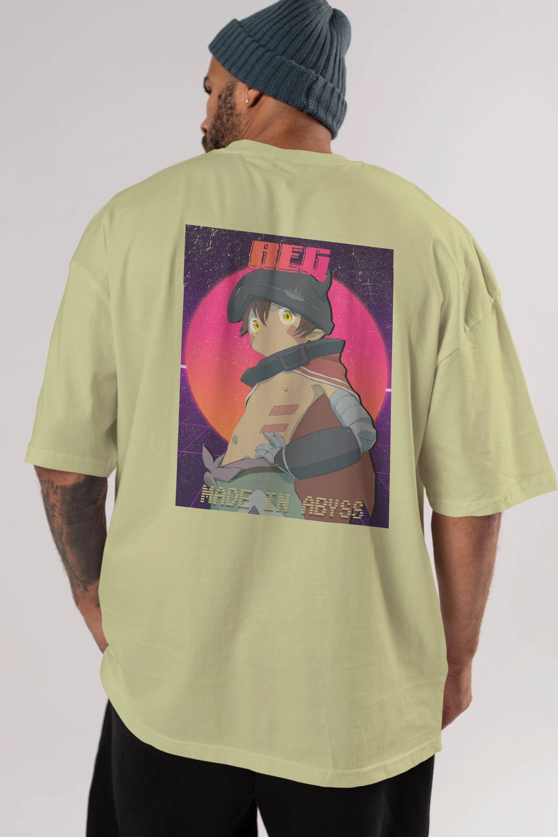 Reg 7 Anime Arka Baskılı Oversize t-shirt Erkek Kadın Unisex