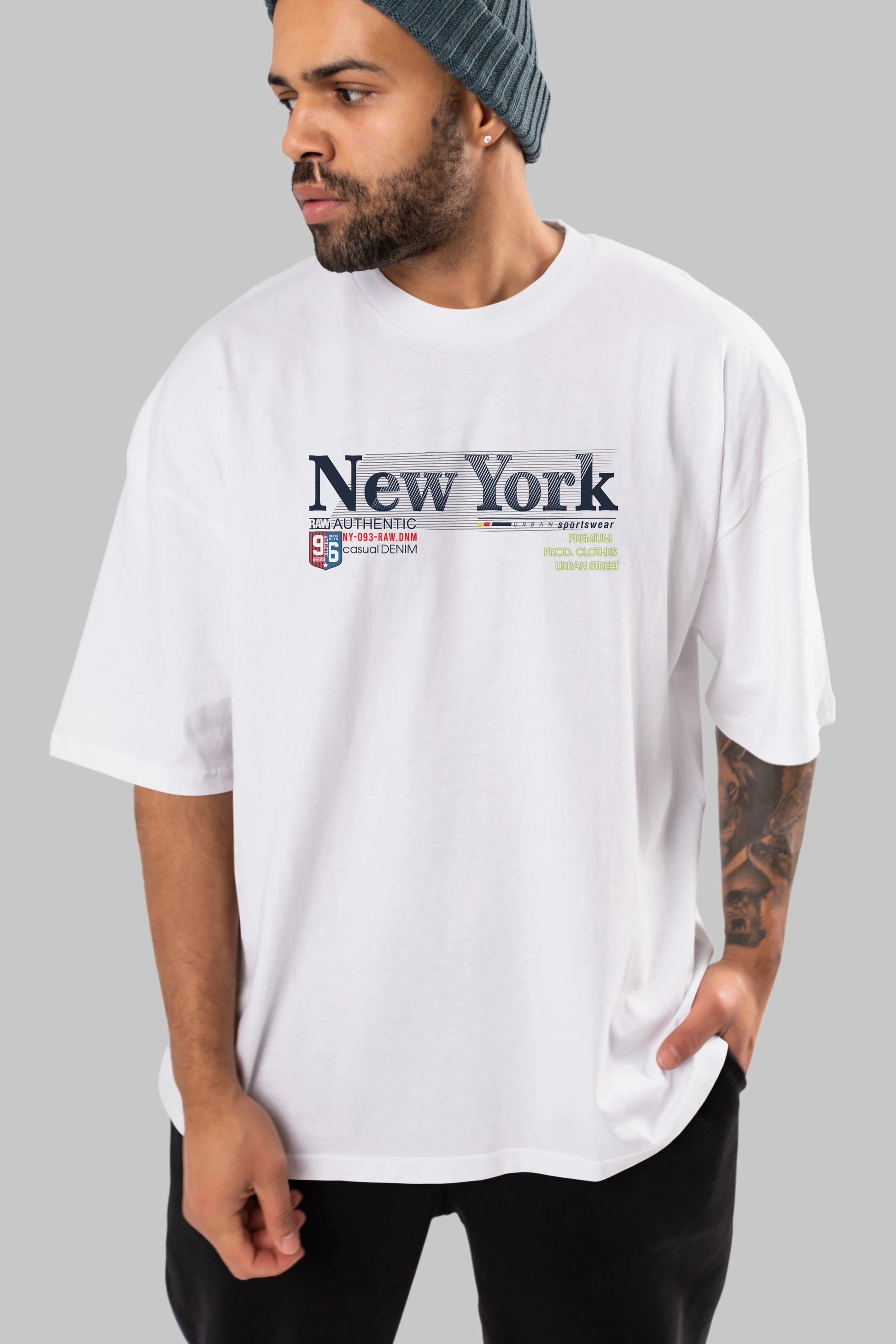 New York 96 Ön Baskılı Oversize t-shirt Erkek Kadın Unisex