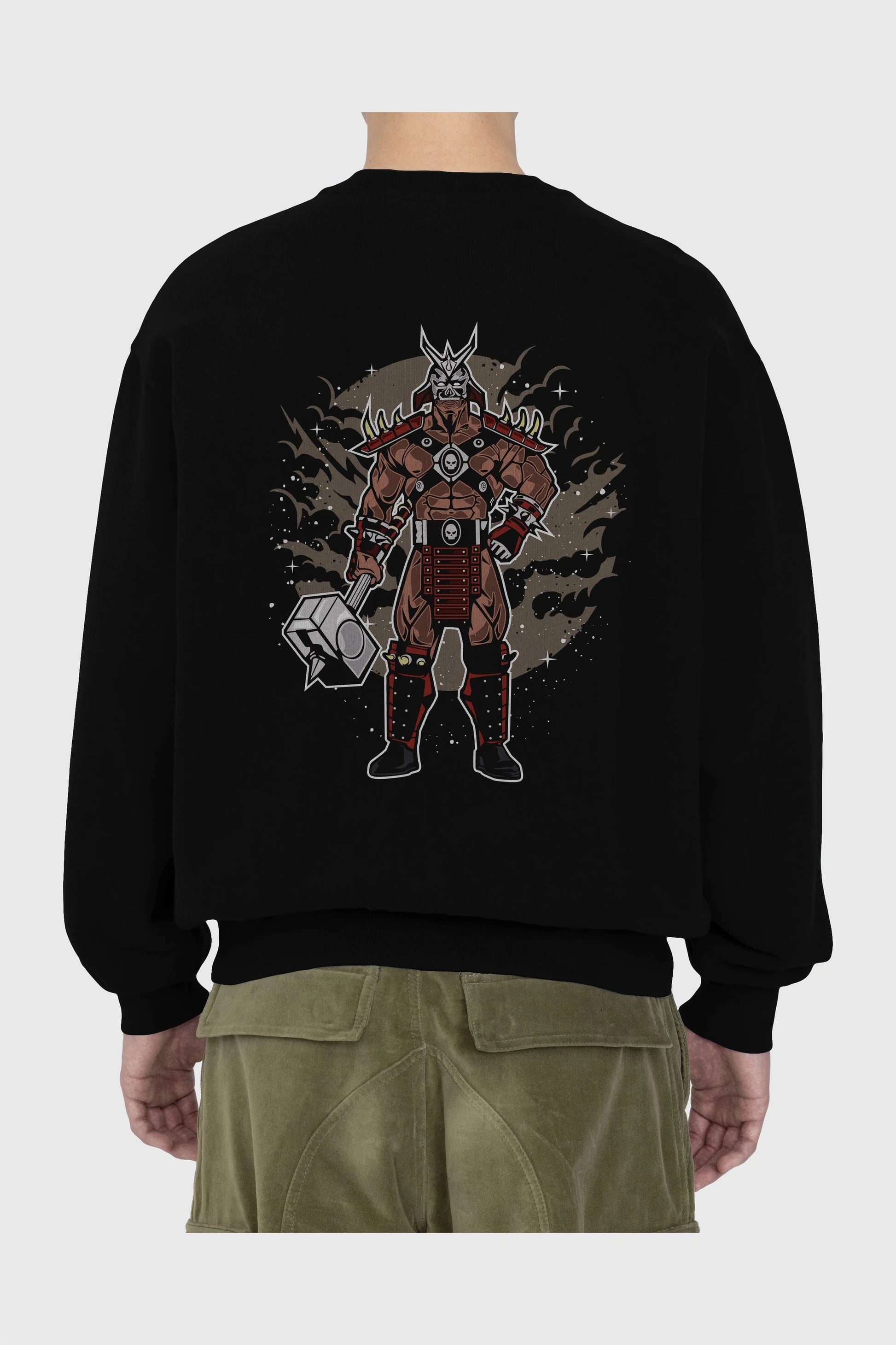 SHOU KHAN Arka Baskılı Oversize Sweatshirt Erkek Kadın Unisex