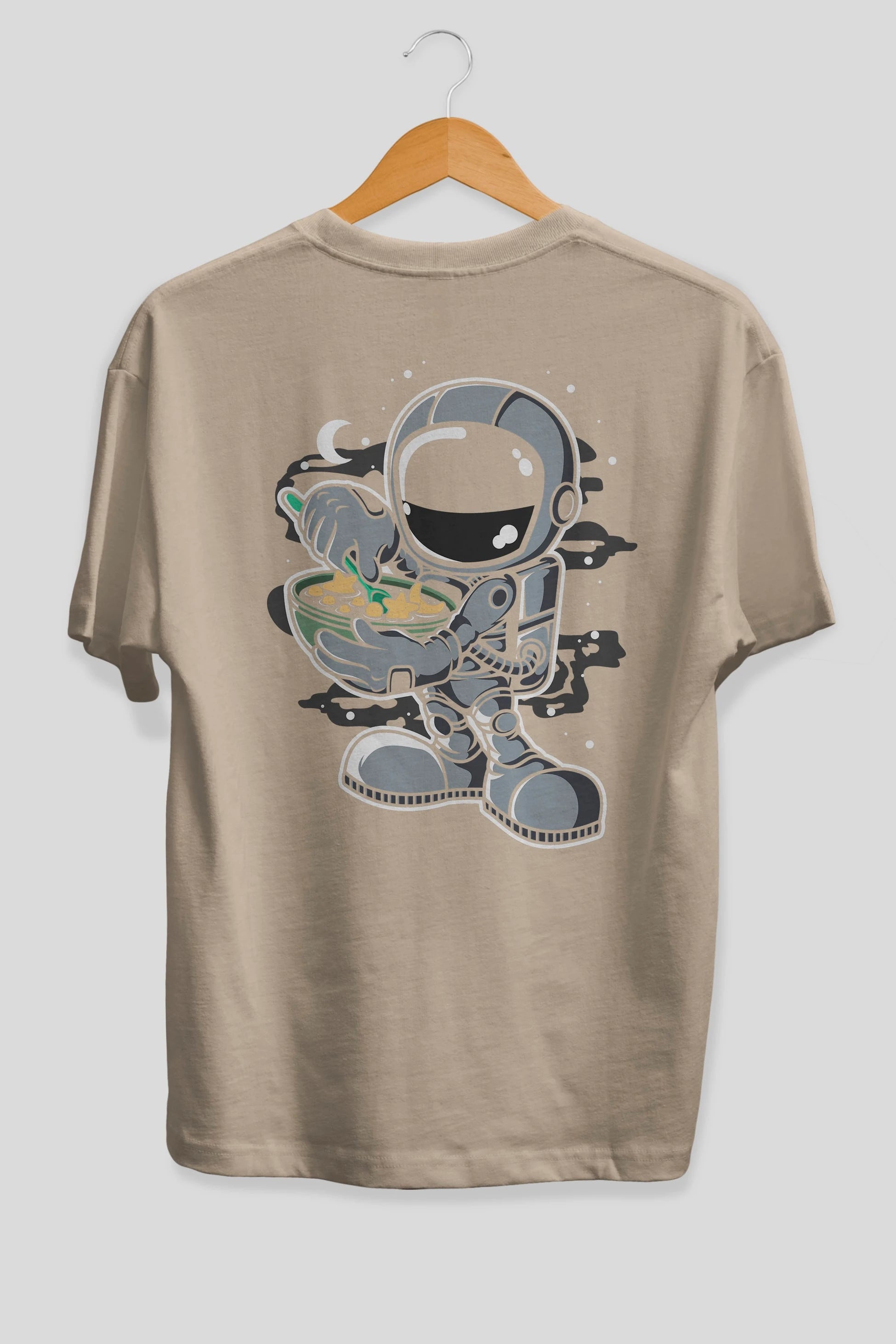Astronaut Star Flakes Arka Baskılı Oversize t-shirt Erkek Kadın Unisex