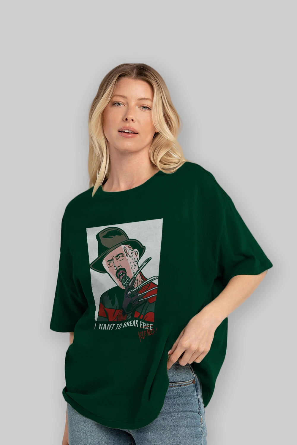 Freddy Merkrueger Ön Baskılı Oversize t-shirt Erkek Kadın Unisex %100 Pamuk tişort