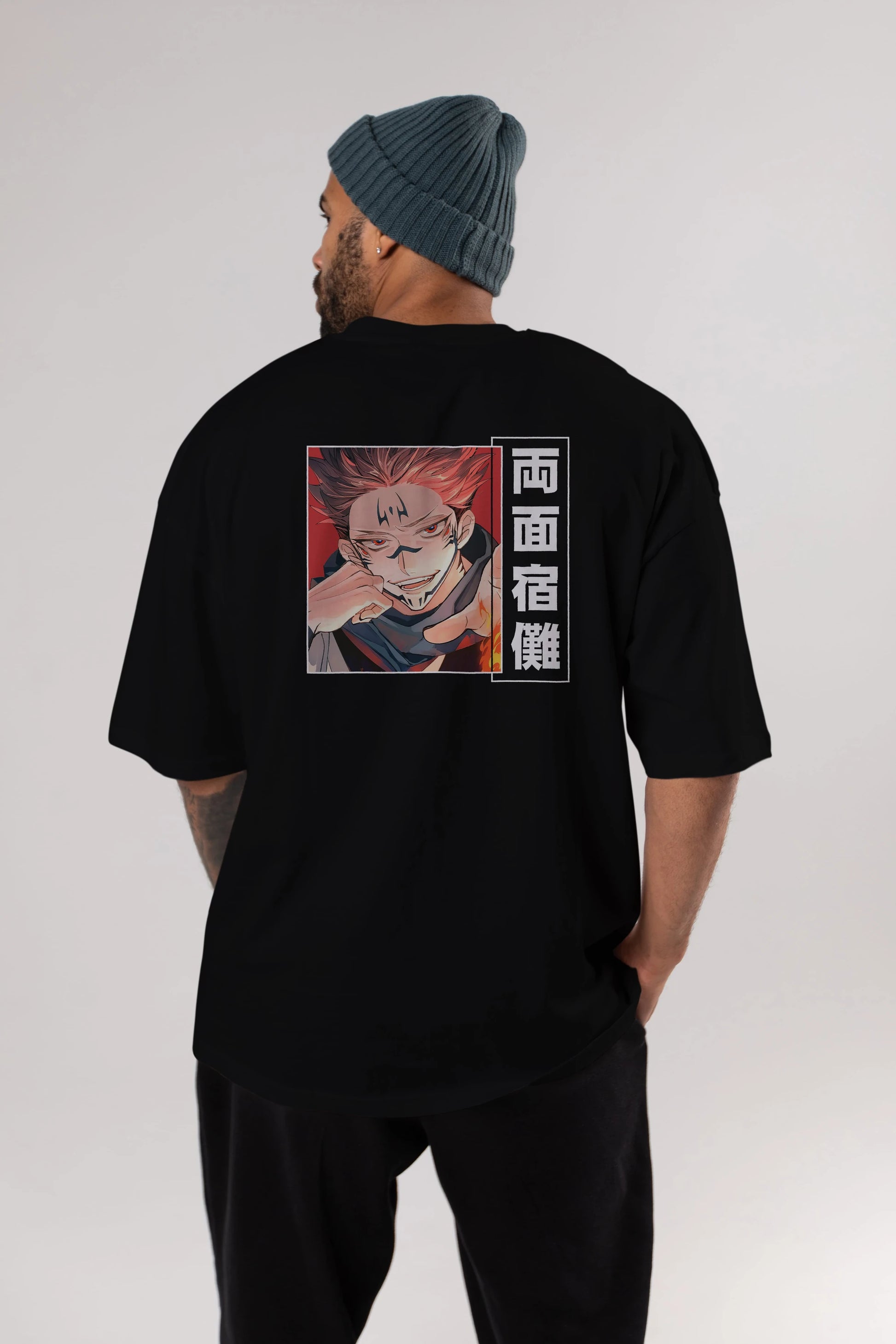 Sukuna Ryoumen 4 Anime Arka Baskılı Oversize t-shirt Erkek Kadın Unisex