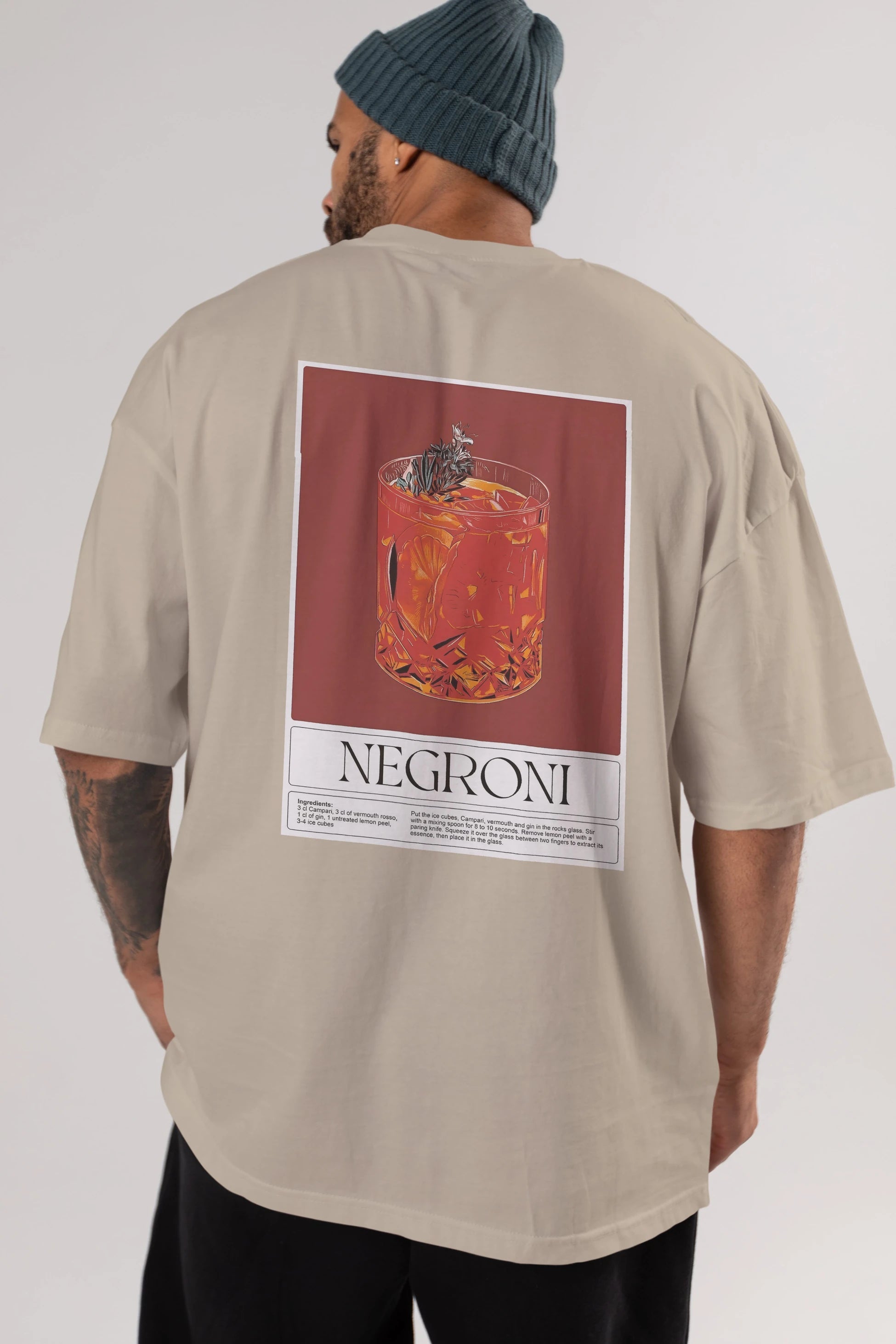 Negroni 2 Arka Baskılı Oversize t-shirt Erkek Kadın Unisex %100 Pamuk Bisiklet Yaka tişort