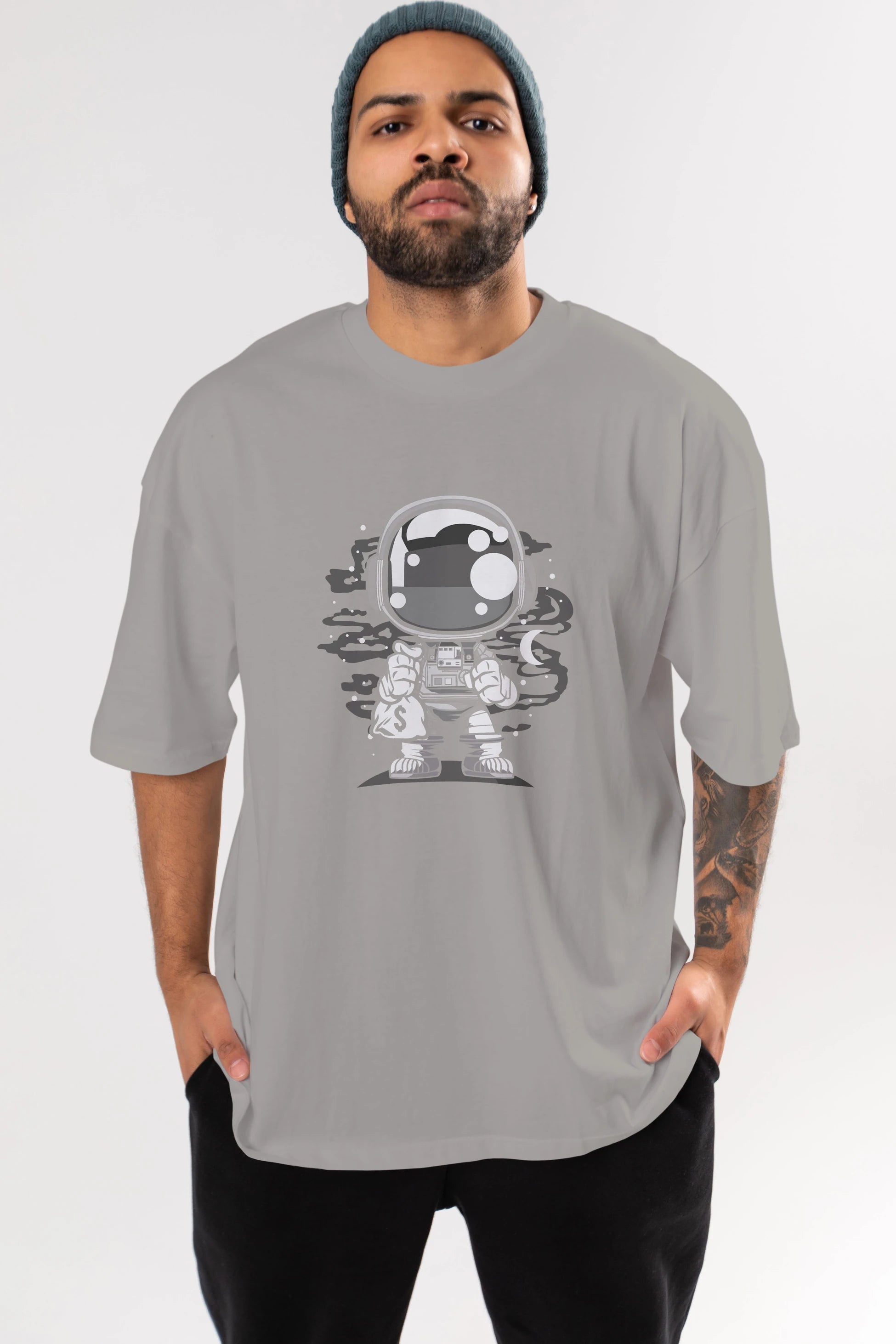 Astronaut Chibi Ön Baskılı Oversize t-shirt Erkek Kadın Unisex