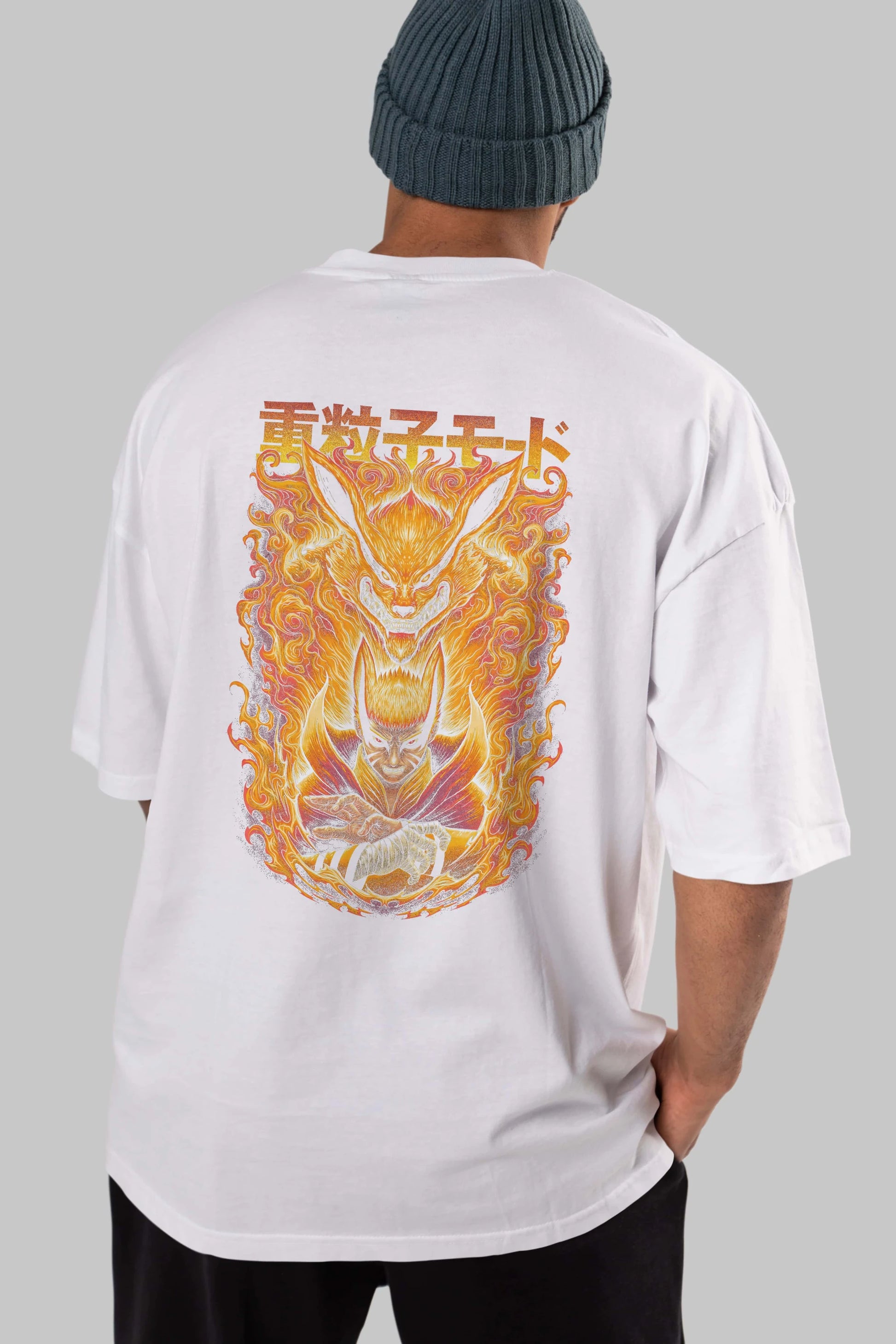 NARUTO KYUUBI 1 Anime Arka Baskılı Oversize t-shirt Erkek Kadın Unisex