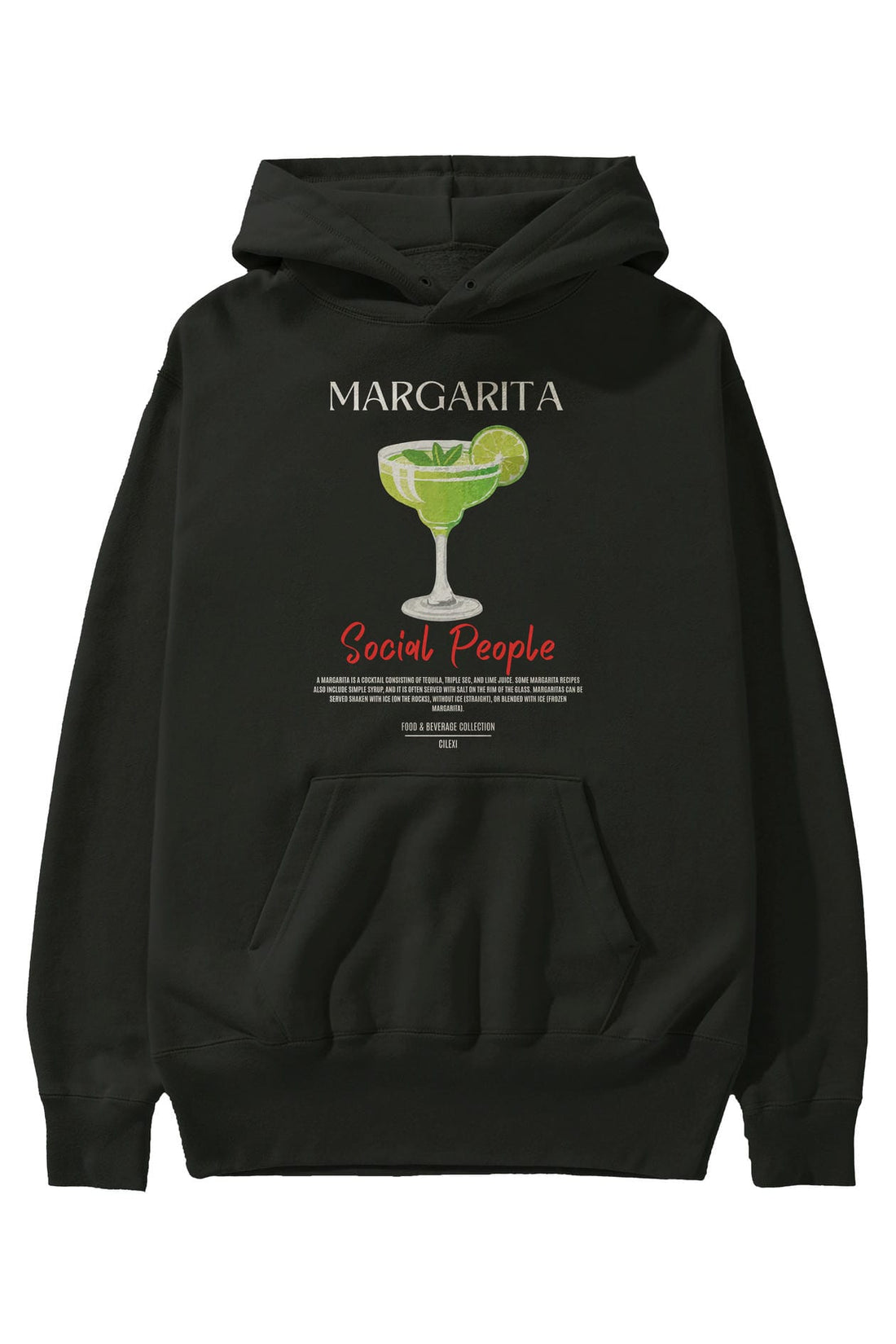 Margarita Kokteyl Ön Baskılı Hoodie Oversize Kapüşonlu Sweatshirt Erkek Kadın