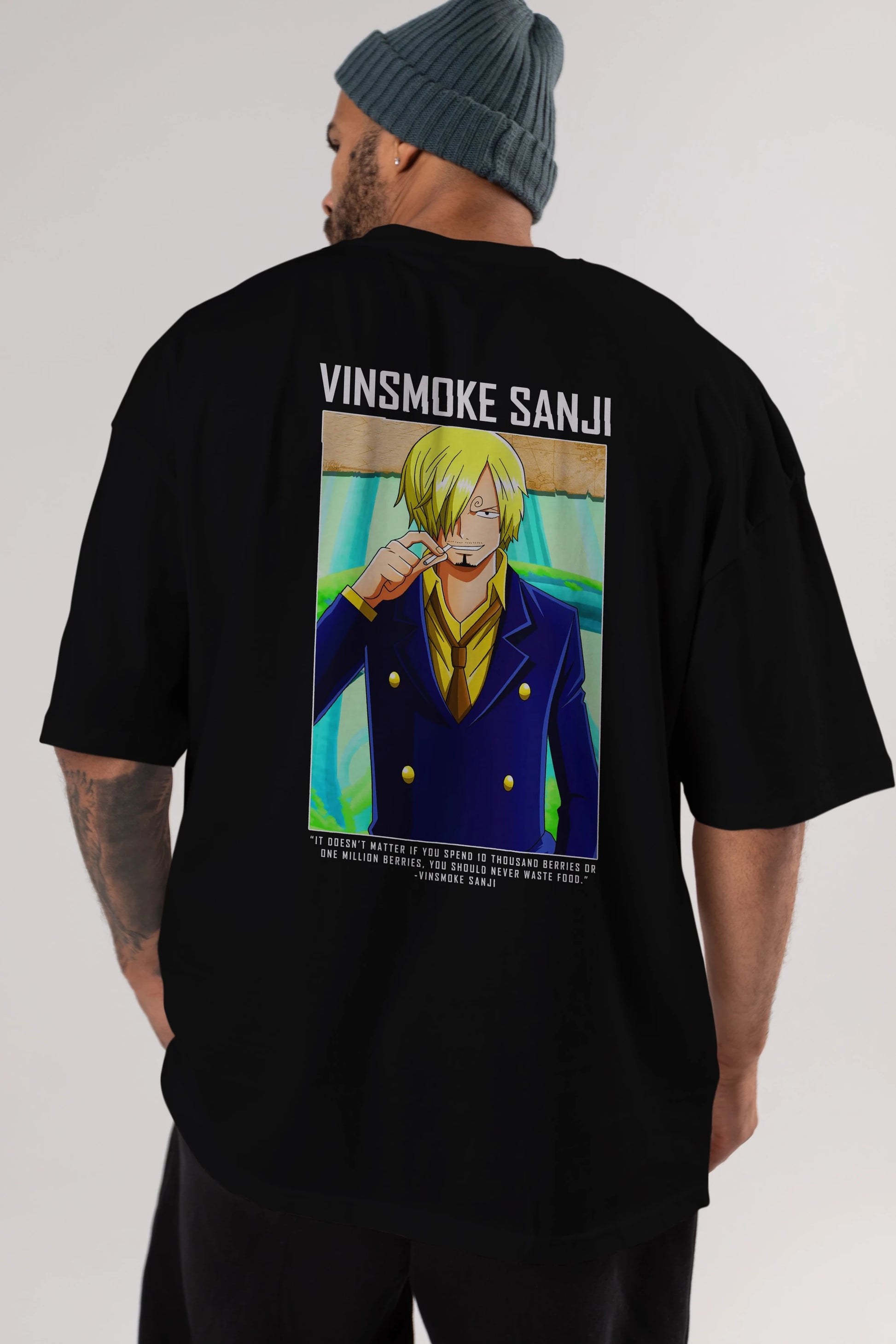 Sanji 2 Anime Arka Baskılı Oversize t-shirt Erkek Kadın Unisex %100 pamuk tişort