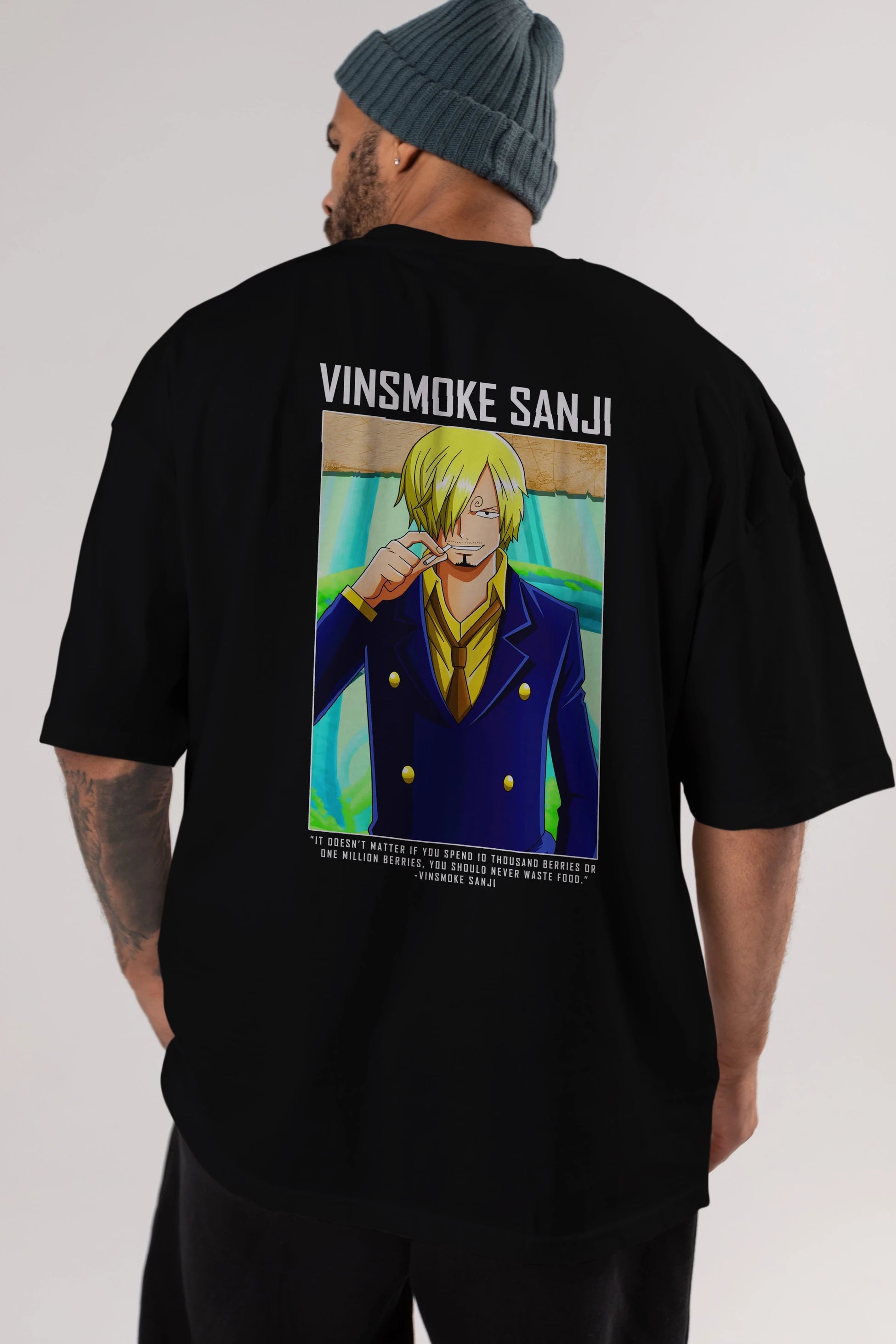 Sanji 2 Anime Arka Baskılı Oversize t-shirt Erkek Kadın Unisex %100 pamuk tişort
