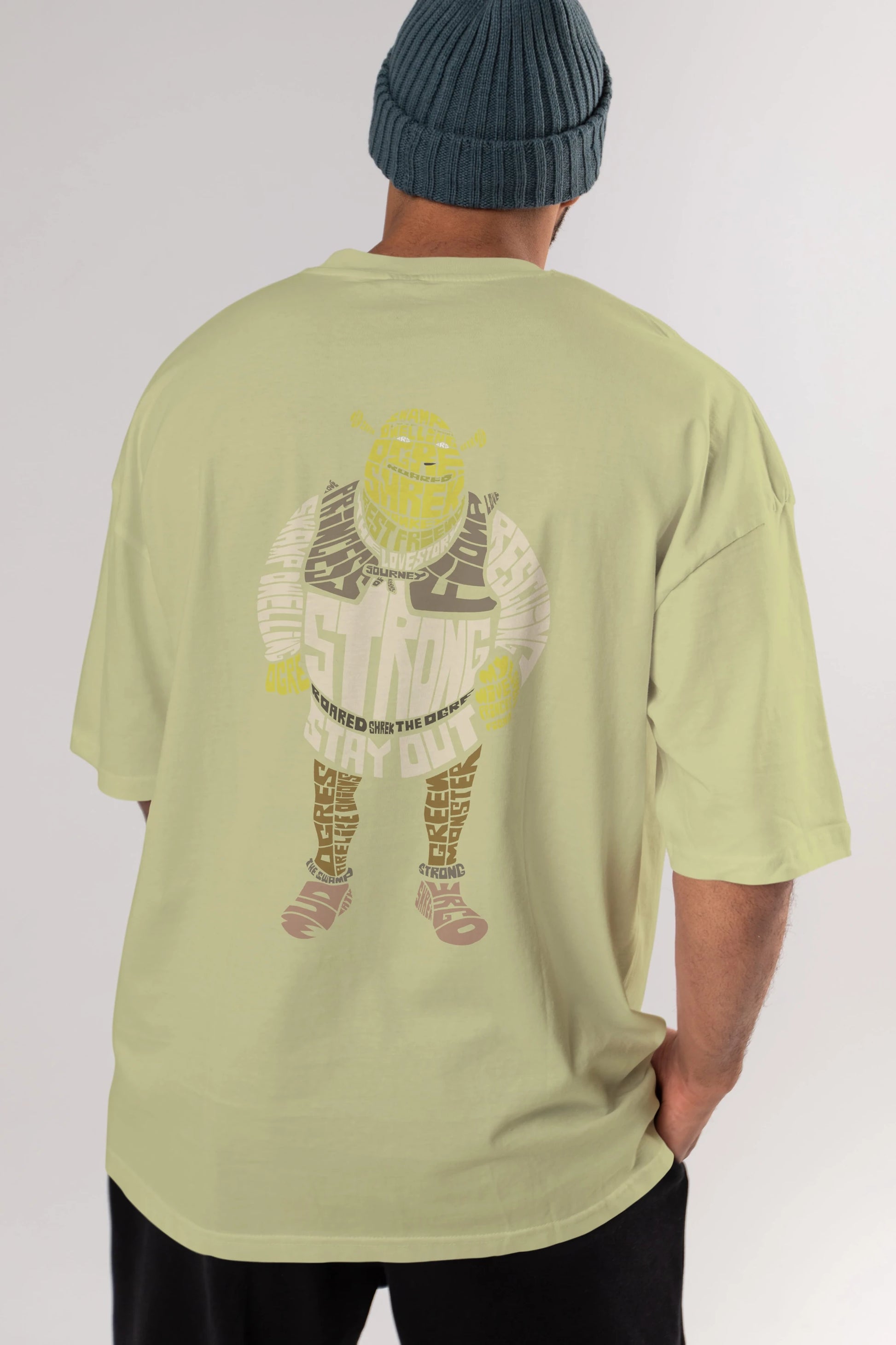 Shrek Arka Baskılı Oversize t-shirt %100 pamuk Erkek Kadın Unisex