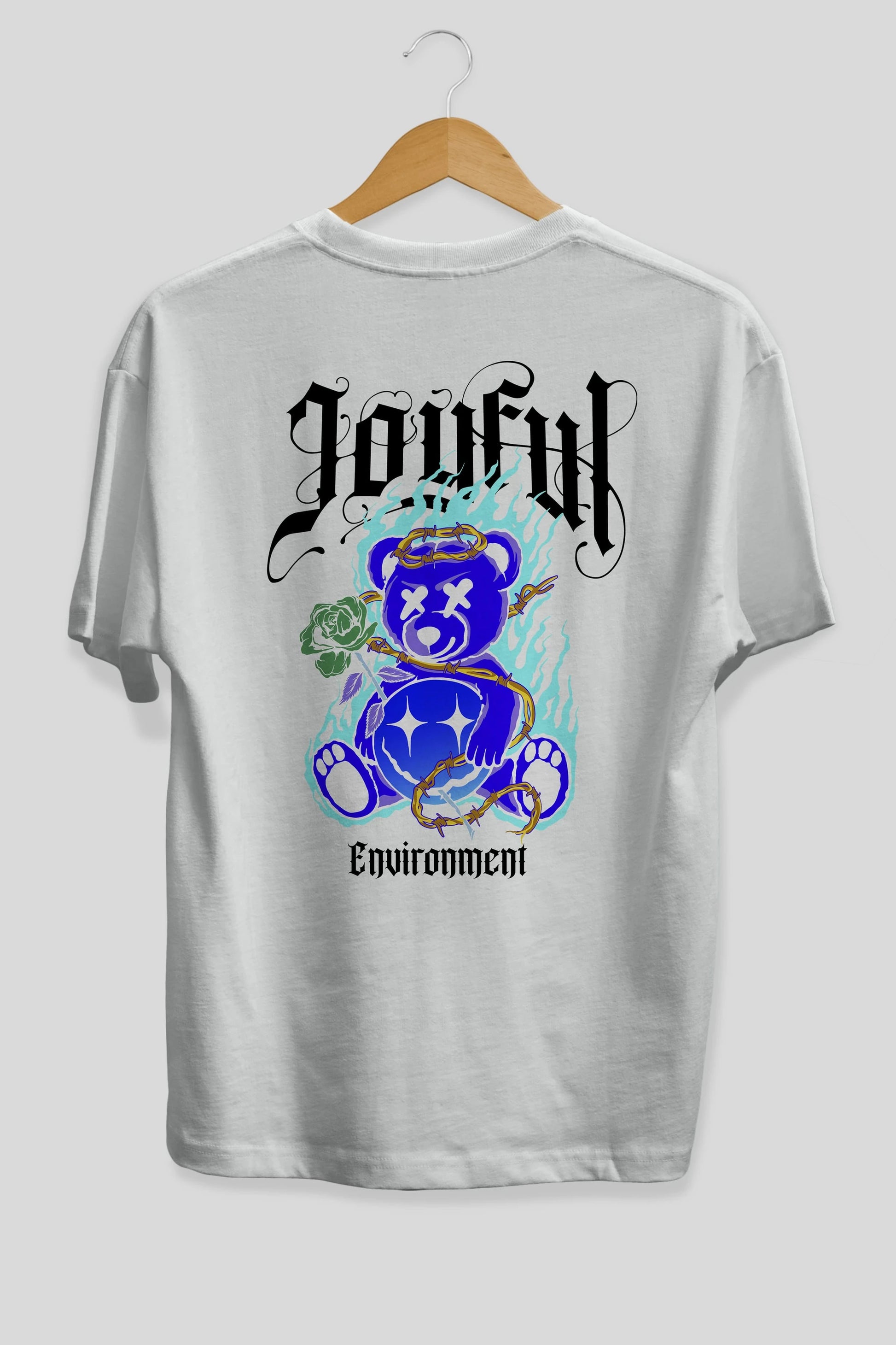 Joyful Bear Arka Baskılı Oversize t-shirt Erkek Kadın Unisex
