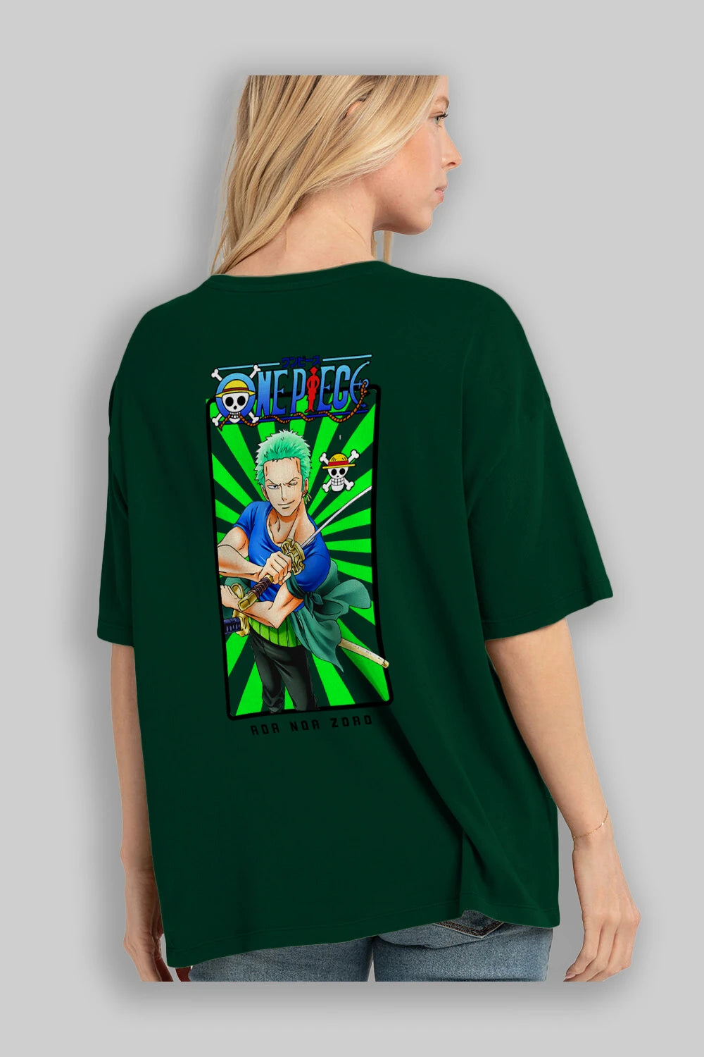 Roronoa Zoro 6 Anime Arka Baskılı Oversize t-shirt Erkek Kadın Unisex %100 pamuk tişort