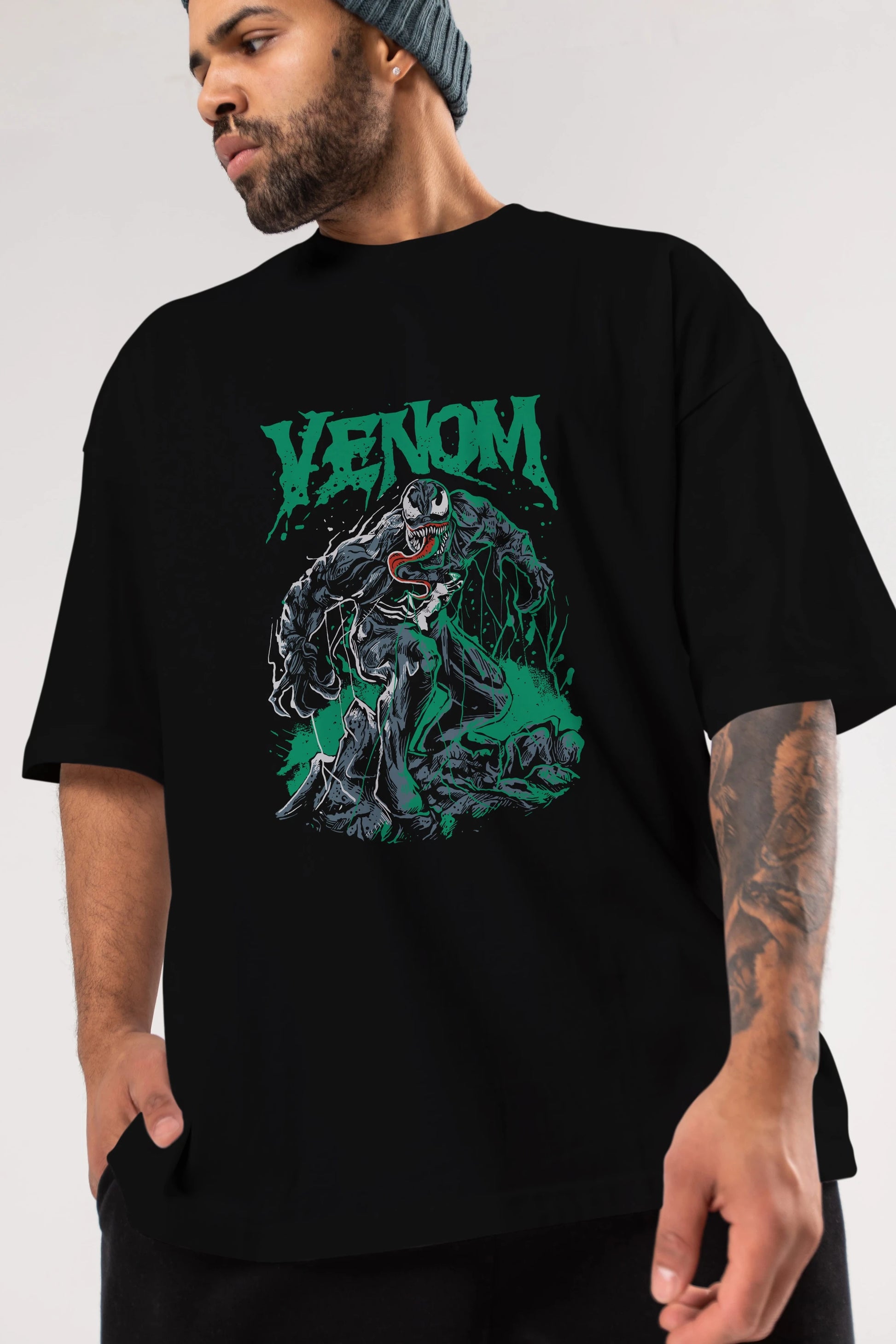 Venom (3) Ön Baskılı Oversize t-shirt Erkek Kadın Unisex %100 Pamuk Bisiklet Yaka tişort
