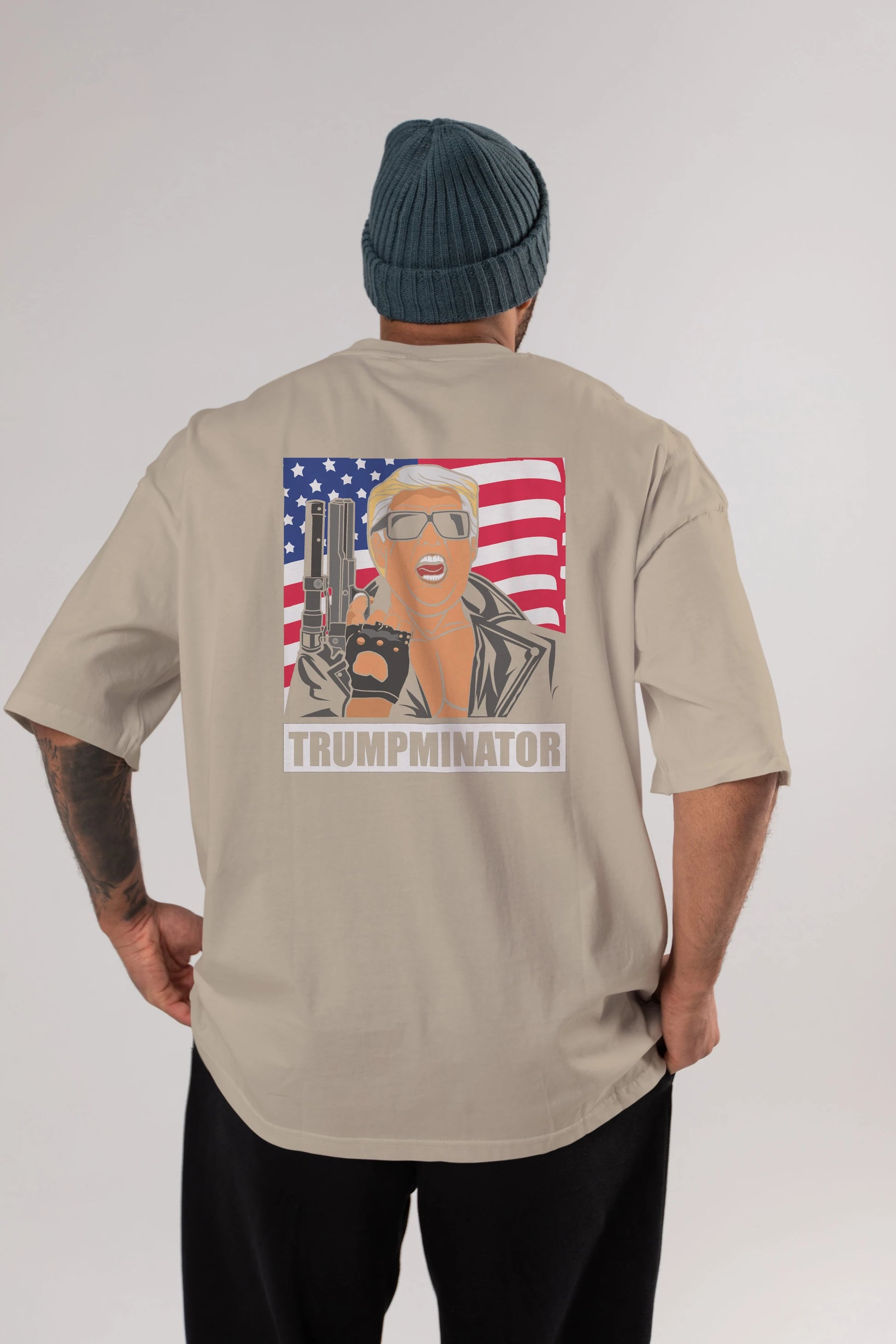 Trumpminator Arka Baskılı Oversize t-shirt Erkek Kadın Unisex %100 Pamuk tişort